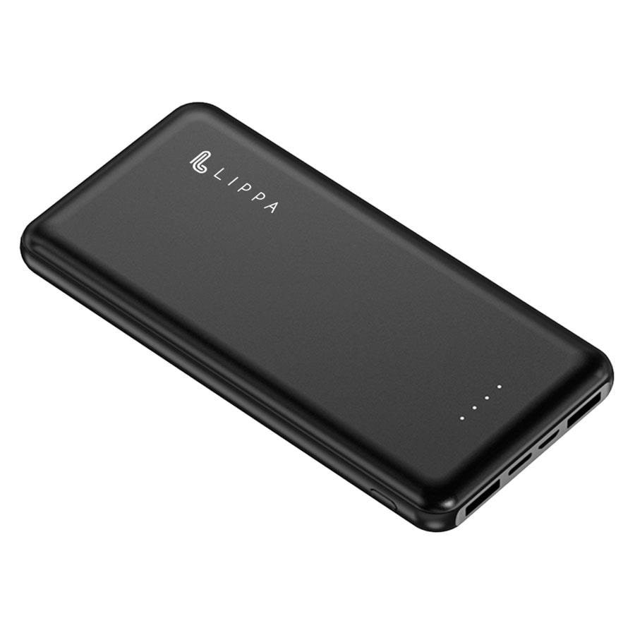 Lippa Powerbank 2 x USB-A Output - 10000 mAh Powerbank Sort LPPB10000