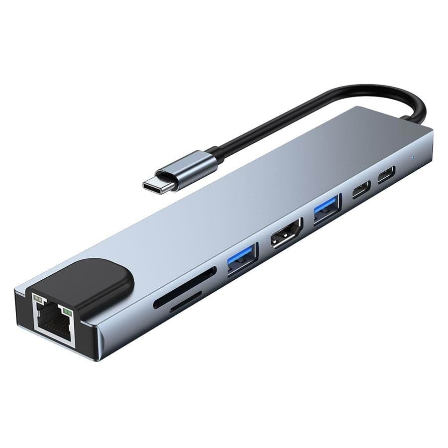 Lippa 8-in-1 87W USB-C PD 4K HDMI & Ethernet Hub USB hub - 8 ports Usb Hub LPGQ22H121