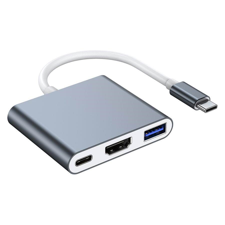 Lippa 3-in-1 87W USB-C PD 4K HDMI Hub USB hub - USB 2.0 - 3 ports - Grå