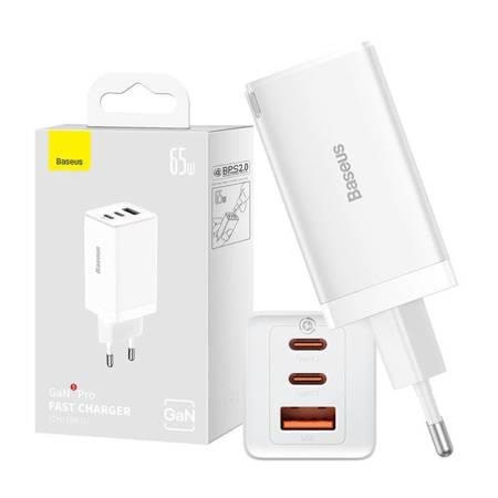 Baseus Wall charger GaN5 Pro 2xUSB-C + USB 65W (white) Mobil Oplader CCGP120202