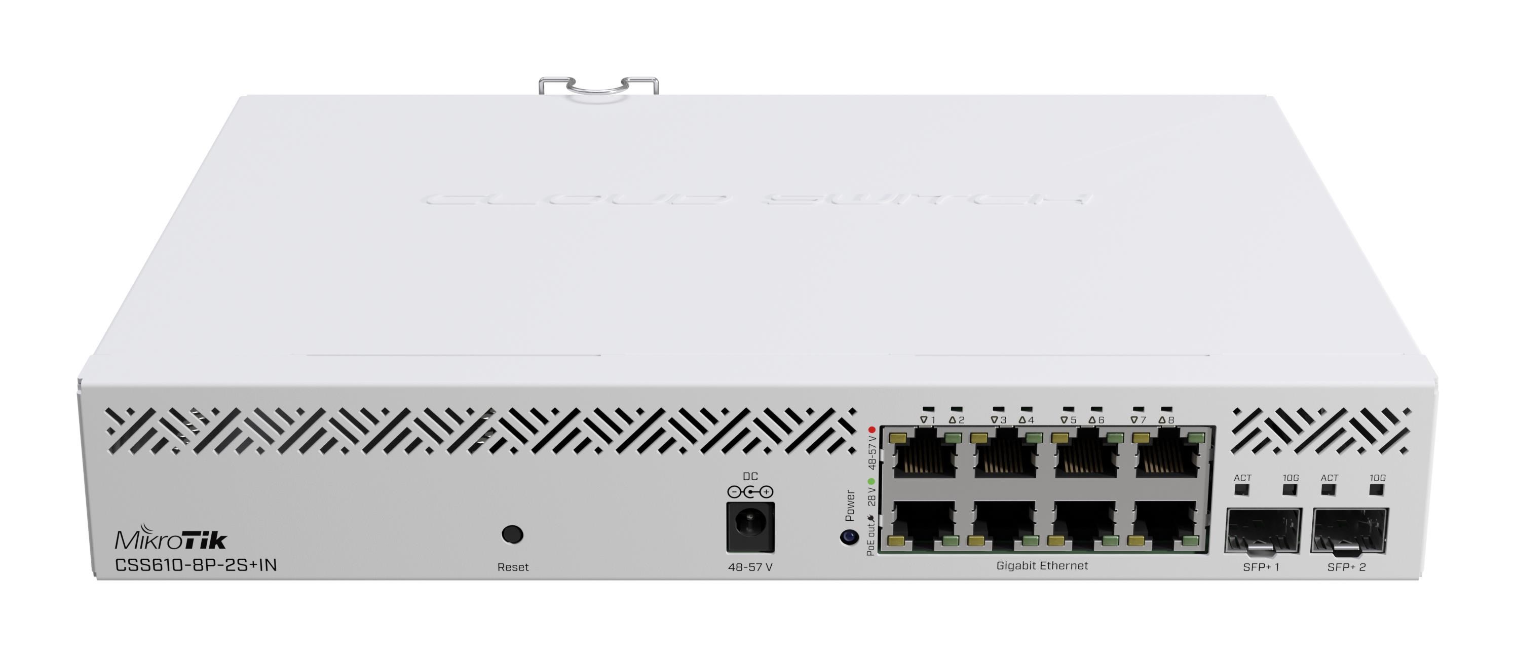 MikroTik CSS610-8P-2S+IN 8x Gigabit PoE-out ports (140W) 2x 10 Gigabit SFP+ ports Switch