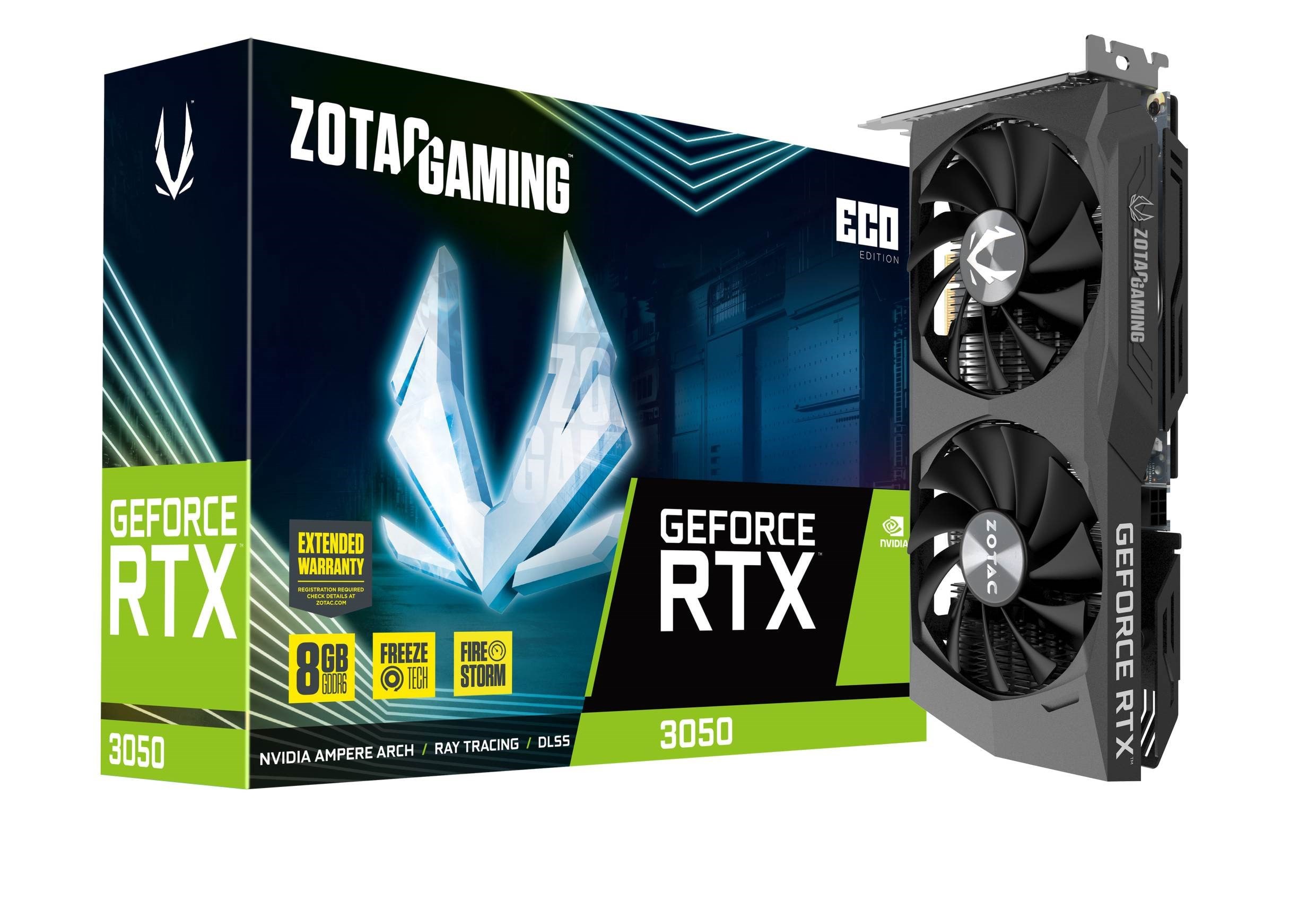 ZOTAC GeForce RTX 3050 ECO - 8GB GDDR6 RAM - Grafikkort Grafikkort ZT-A30500K-10M