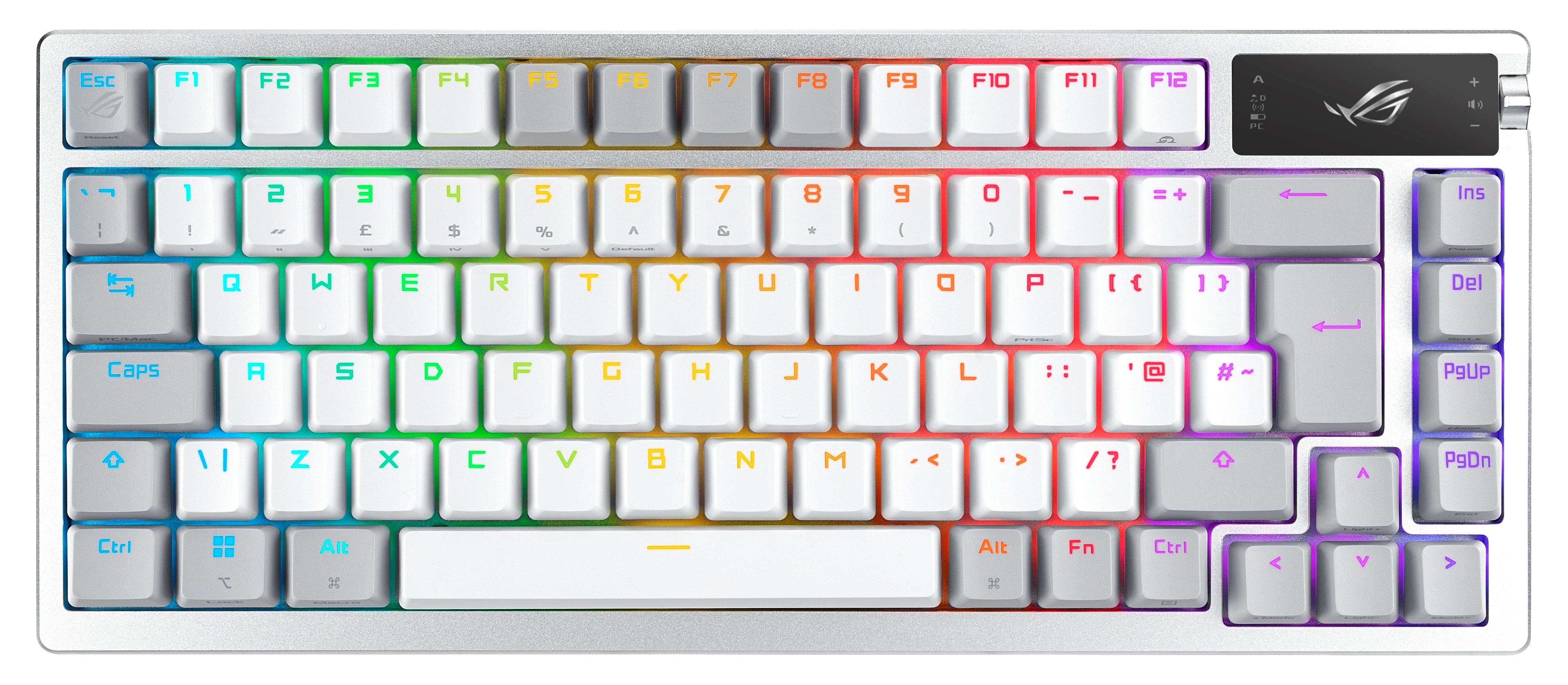 ASUS ROG Azoth 75% Wireless DIY Custom RGB - Gaming Tastatur - Uden Numpad - Nordisk - Hvid