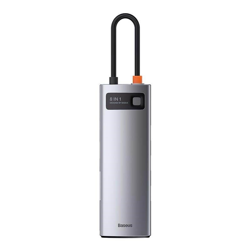 Baseus Hub 8in1 Metal Gleam Series USB-C to 3x USB 3.0 + HDMI + USB-C PD + Ethernet RJ45 + microSD/SD USB hub - USB 3.0 - 7 ports - Grå
