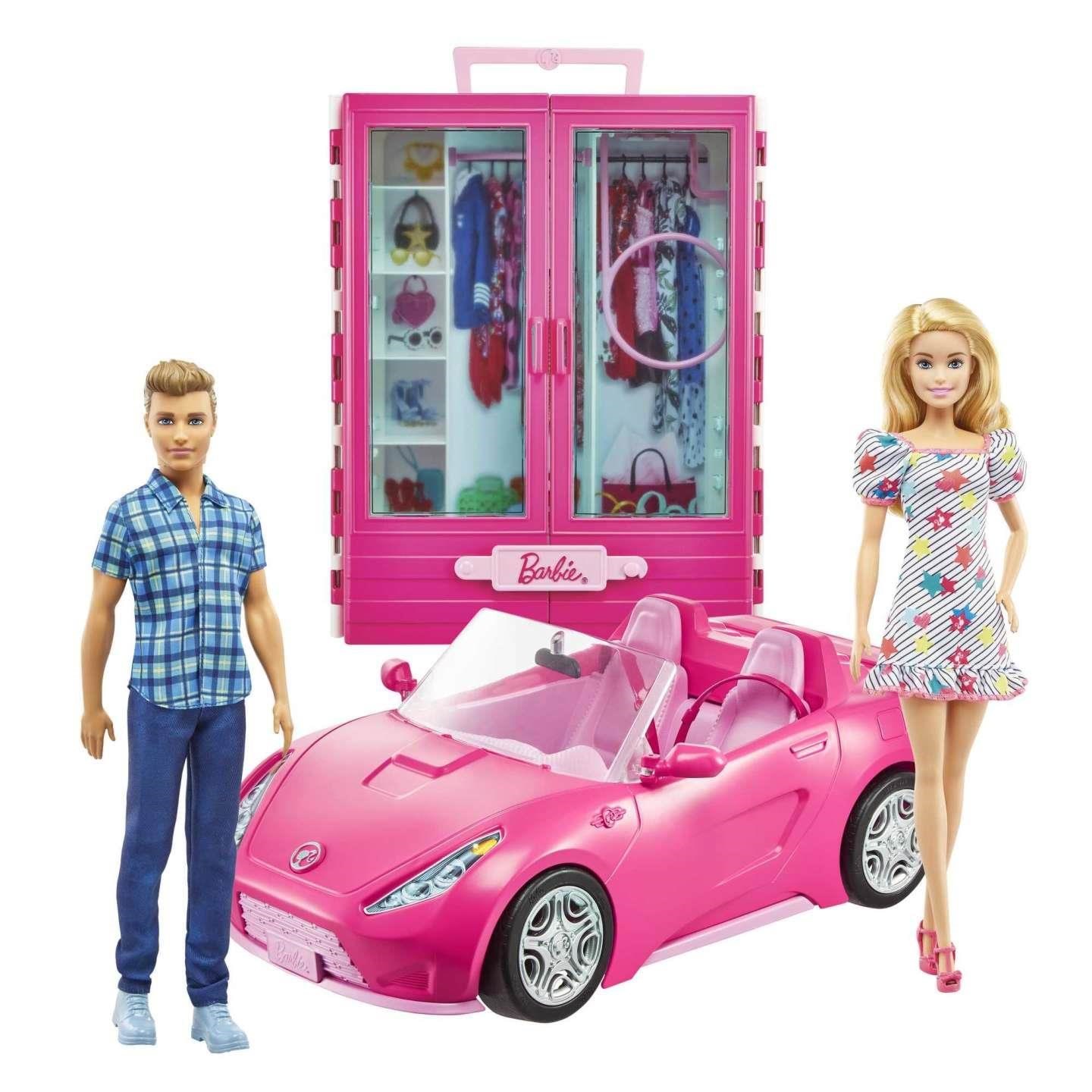 Barbie & Ken bil- og klædeskabsgavesæt Inc Dukker Og Dukketilbehoer GVK05
