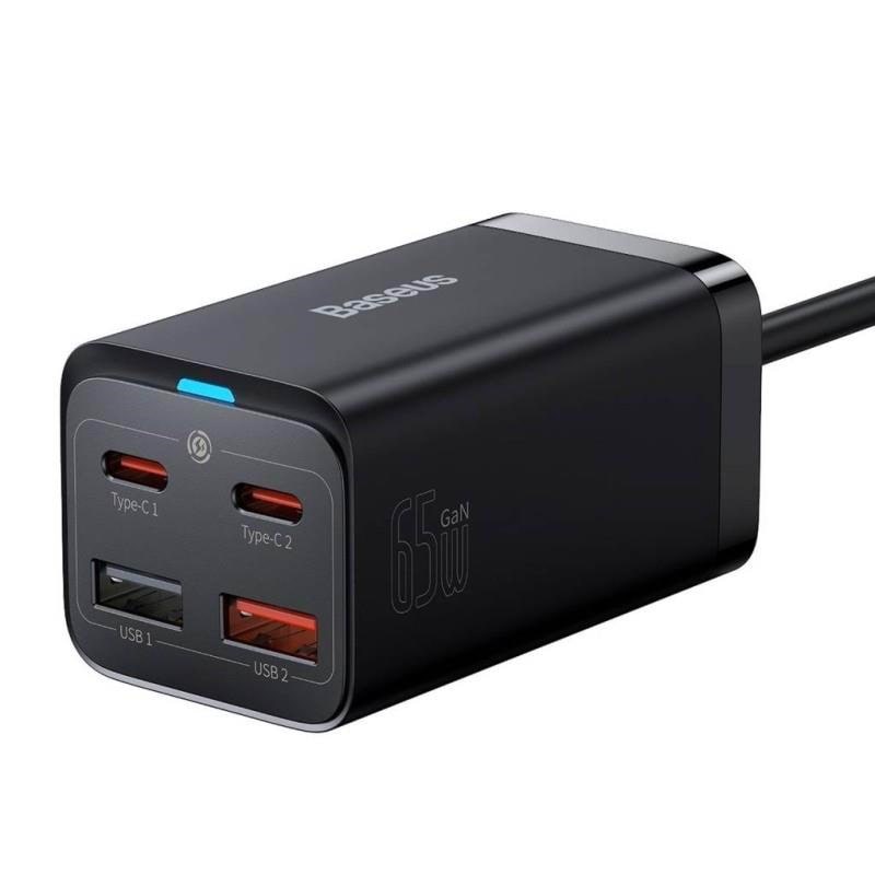 Baseus GaN3 Pro 4 Ports Desktop Charger 2x USB-C 2x USB 65W - Black Mobil Oplader CCGP040101