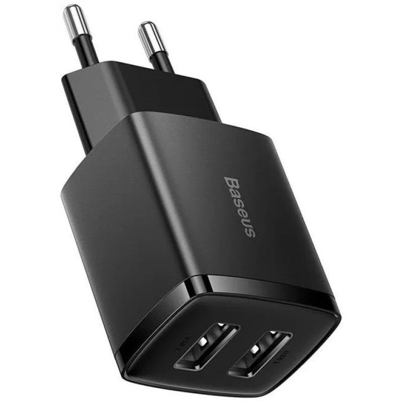 Baseus Compact Quick Charger 2x USB 10.5W (black) Mobil Oplader CCXJ010201