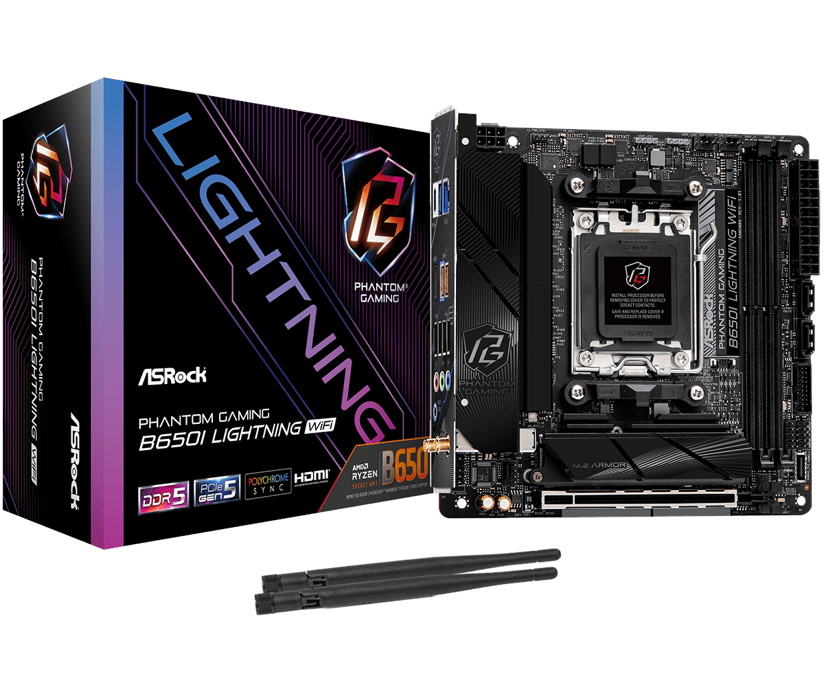 ASRock B650I LIGHTNING WIFI Bundkort - AMD B650 - AMD AM5 - DDR5 RAM - Mini-ITX
