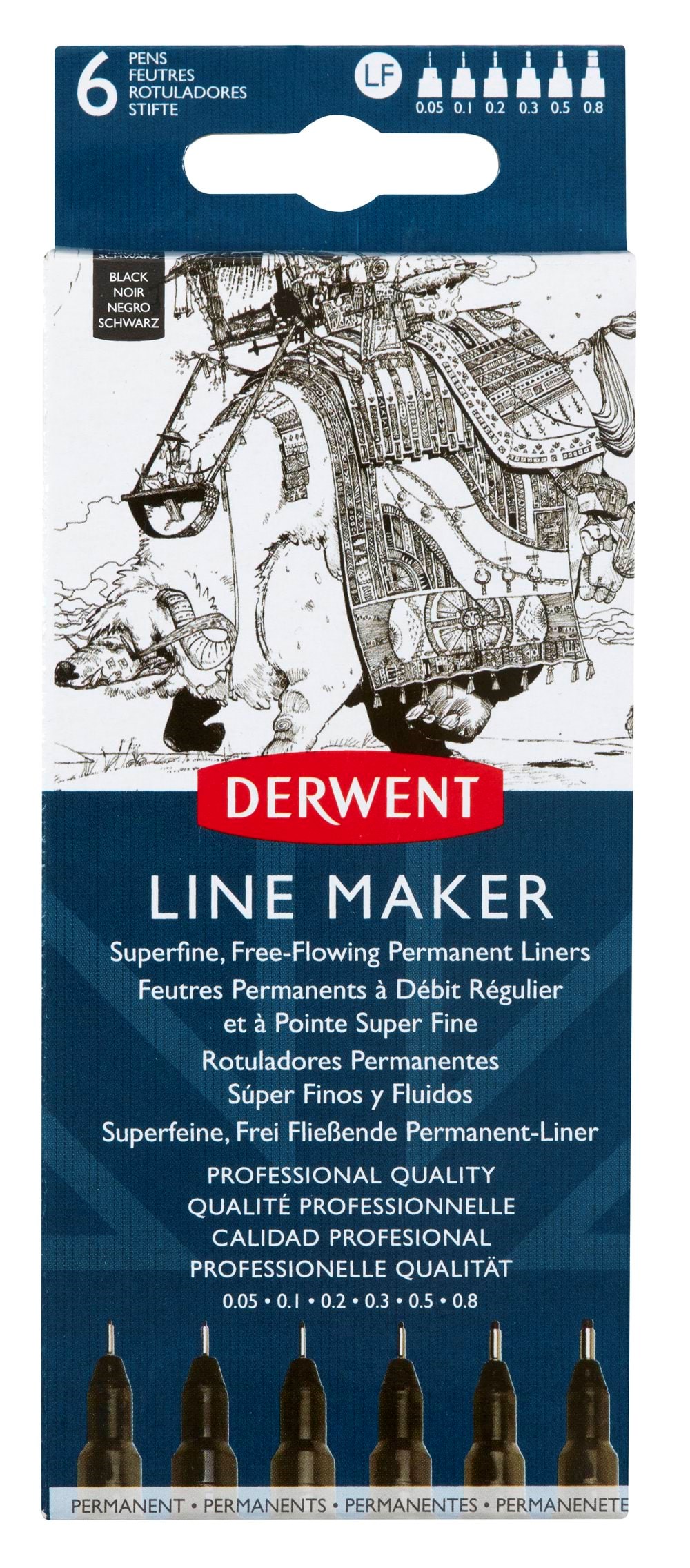 Derwent Line Maker Sort 6 stk. Tegneværktøj 2305559