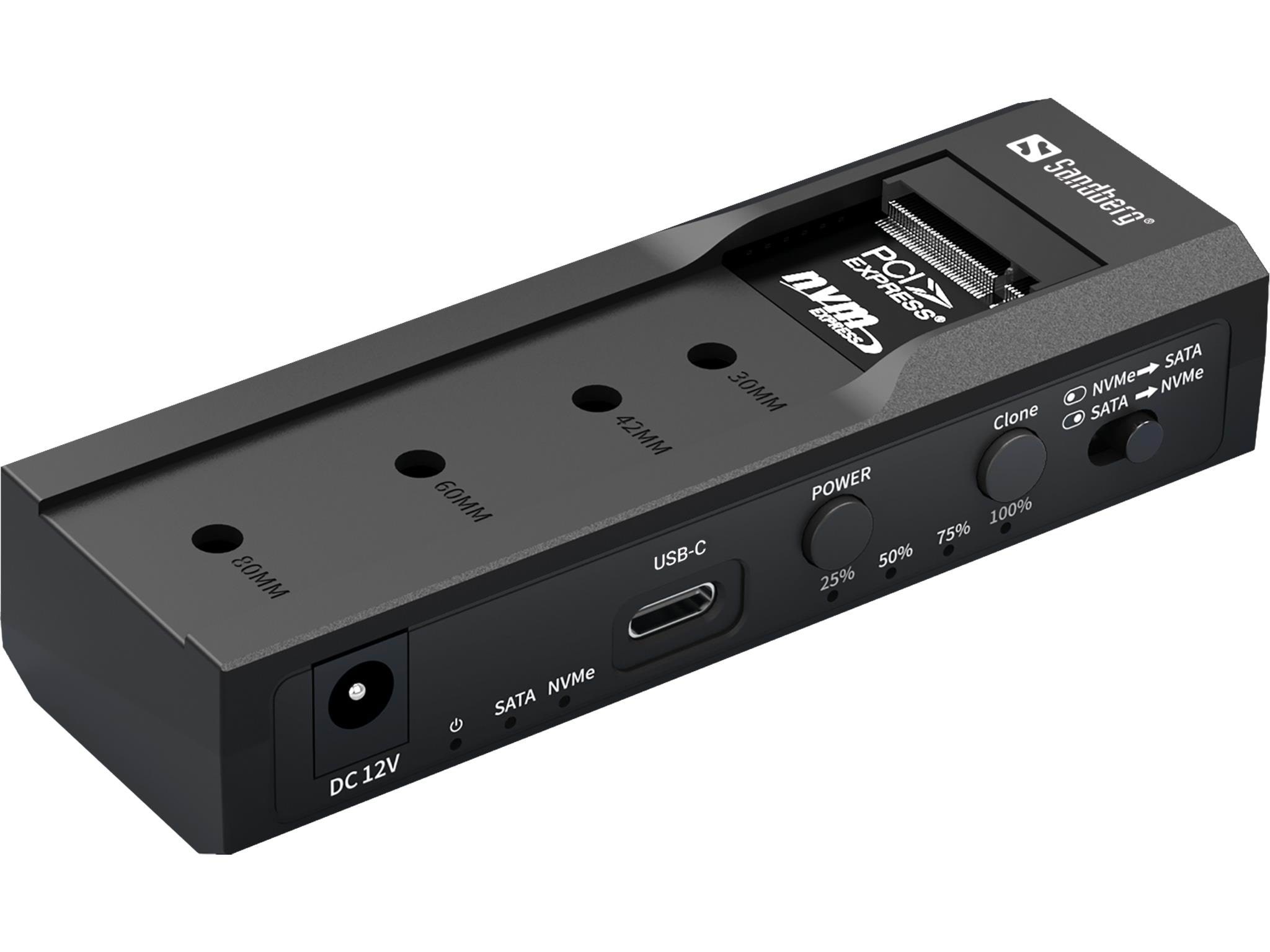 Sandberg USB 3.2 Cloner and Dock for M2 + NVMe + SATA Harddisk Tilbehør 136-49