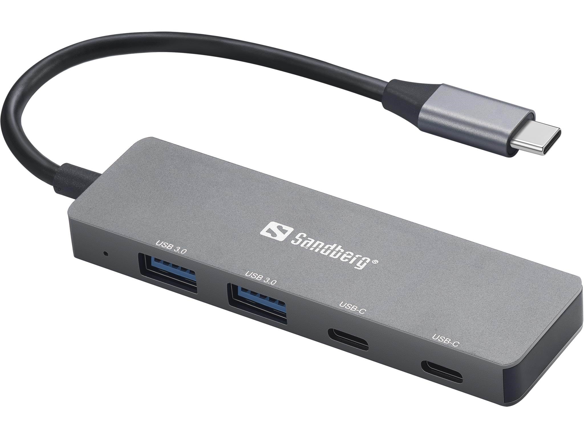 Sandberg 4-port USB Hub USB hub - USB 3.0 - 4 ports - Grå Usb Hub 136-50