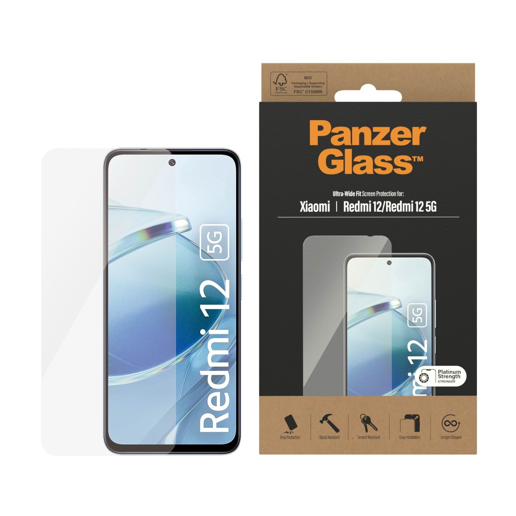 PanzerGlass Screen Protector Xiaomi Redmi 12 | Classic Fit Beskyttelsesglas PANZER8068