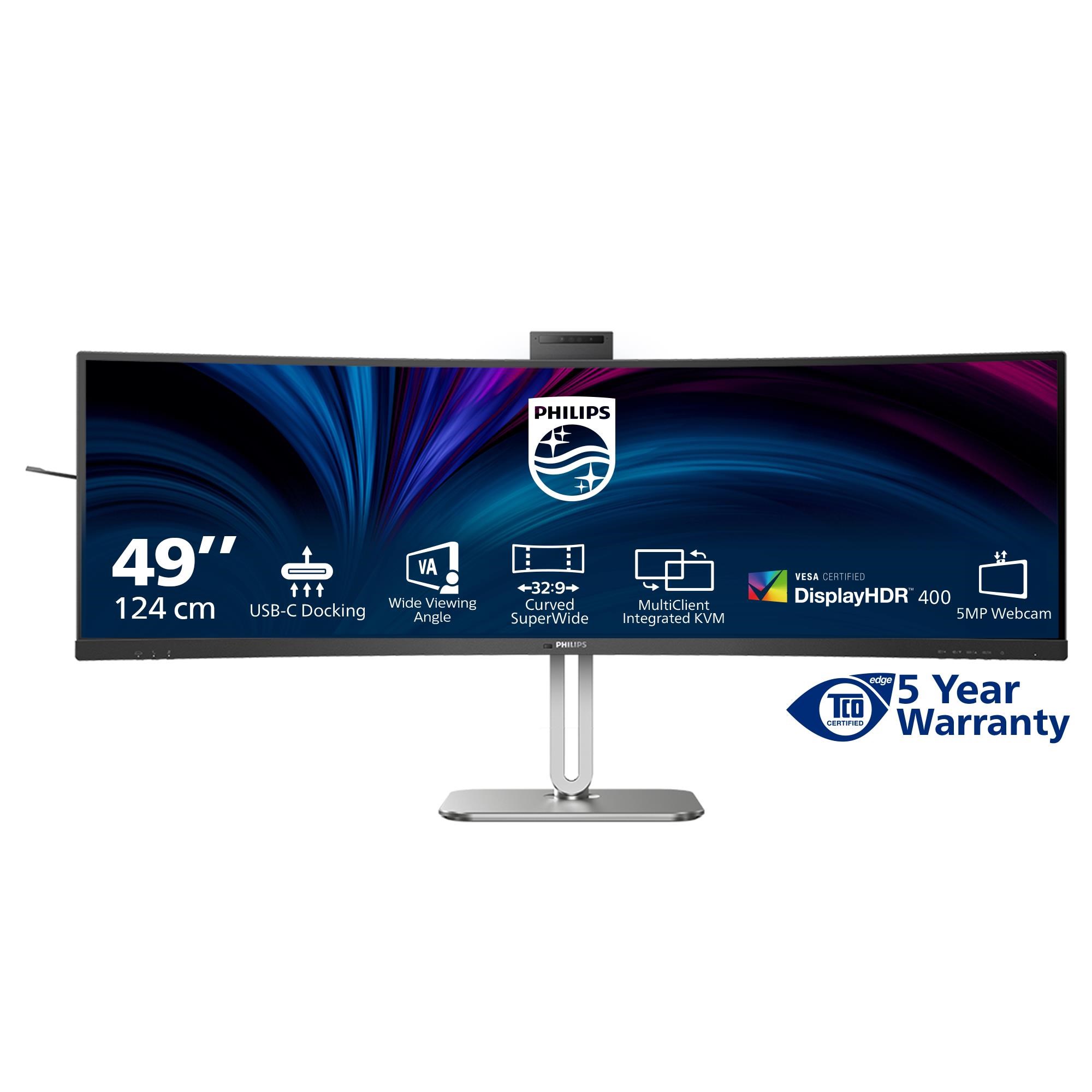 49" Philips 49B2U5900CH - 5120x1440 - 75Hz - VA - 100W USB-C - KVM switch Computerskærm Black 49B2U5900CH/00