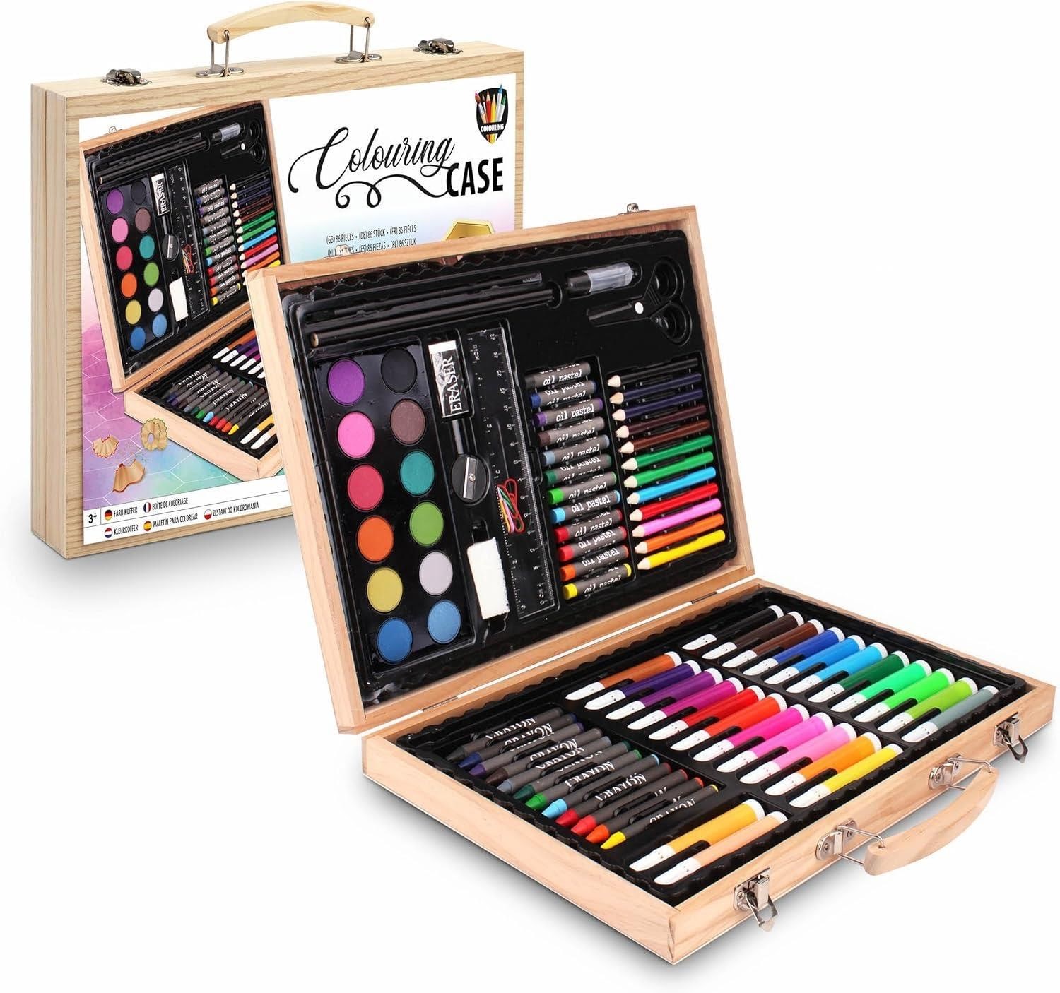 Grafix Coloring sæt - 86 dele i træ kuffert Hobbyartikel 150100