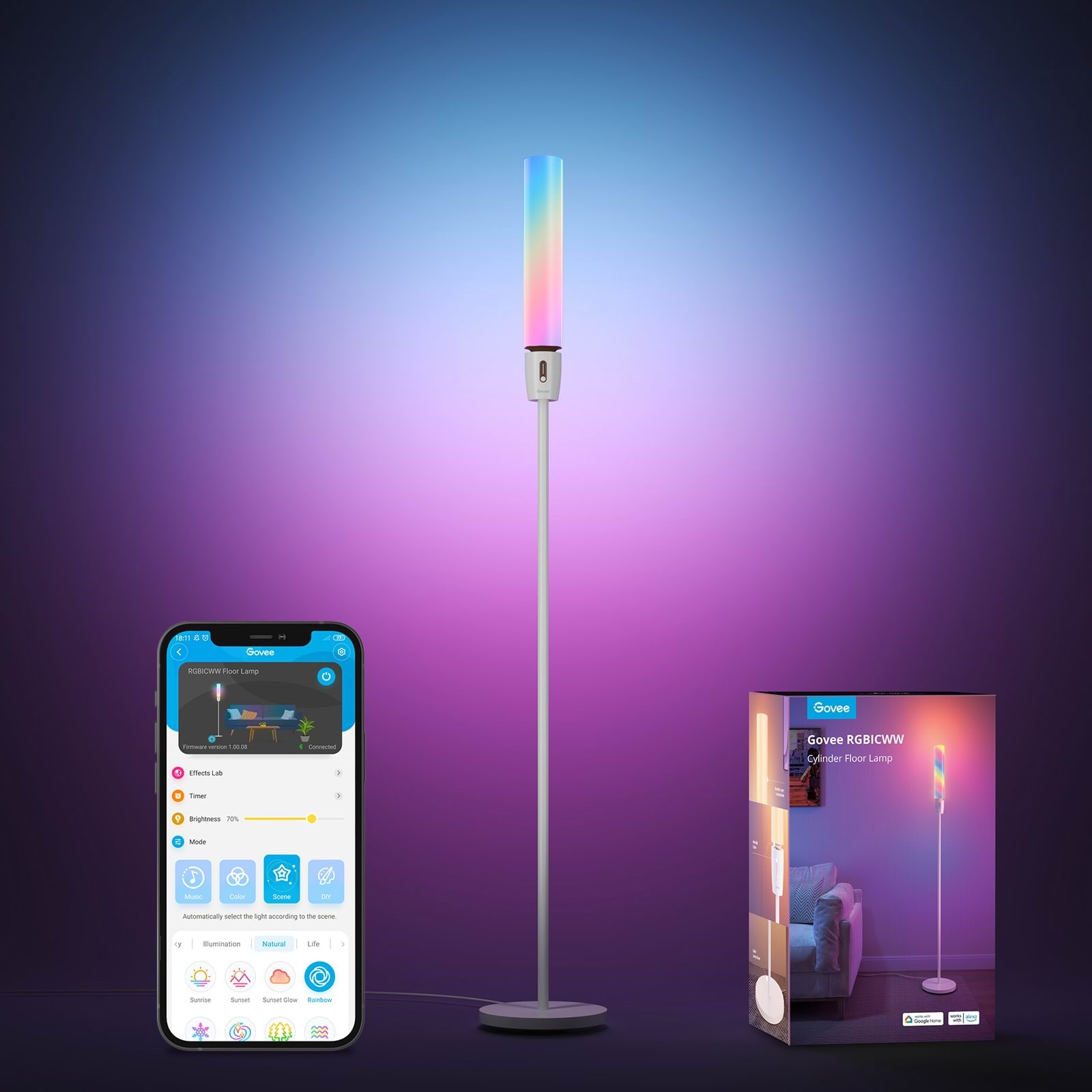 Govee RGBICWW Cylinder Floor Lamp Smart Home H6078302