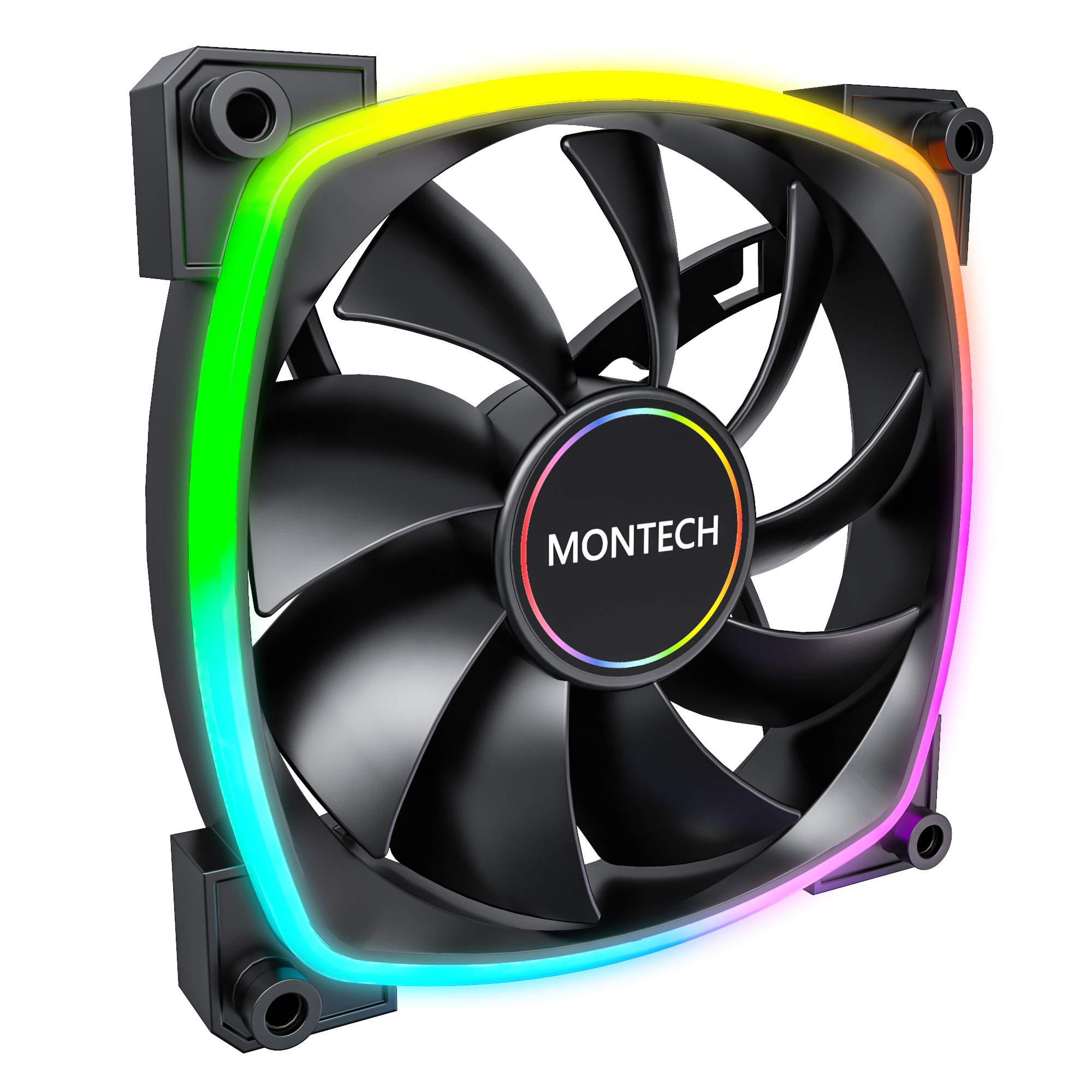 Montech AX140 PWM BK - Kabinet køler - 140mm - Sort med RGB LED lys - 28 dBA Kabinetkøler