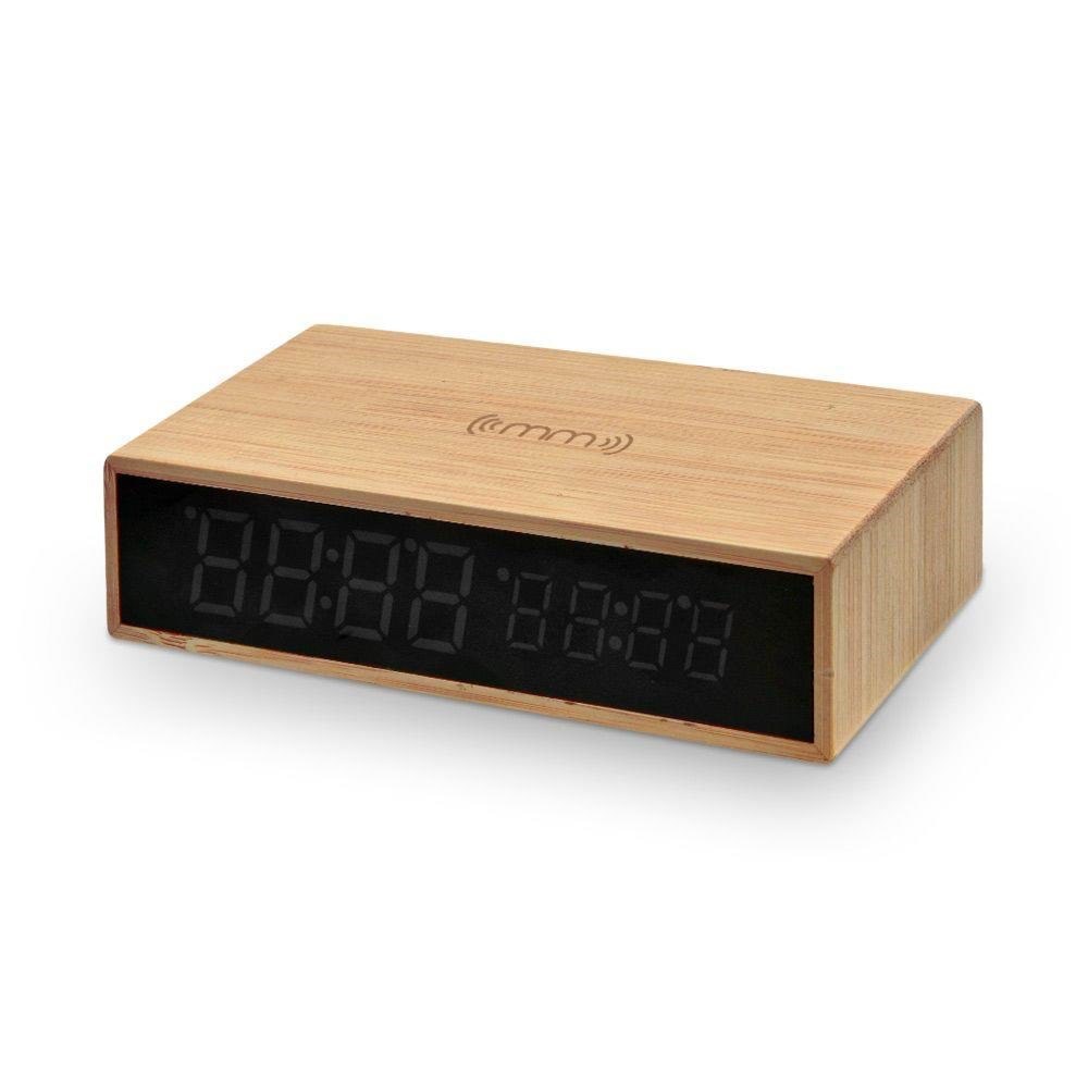 Mikamax Bamboo Wireless Charger Clock Mobil Oplader 05103