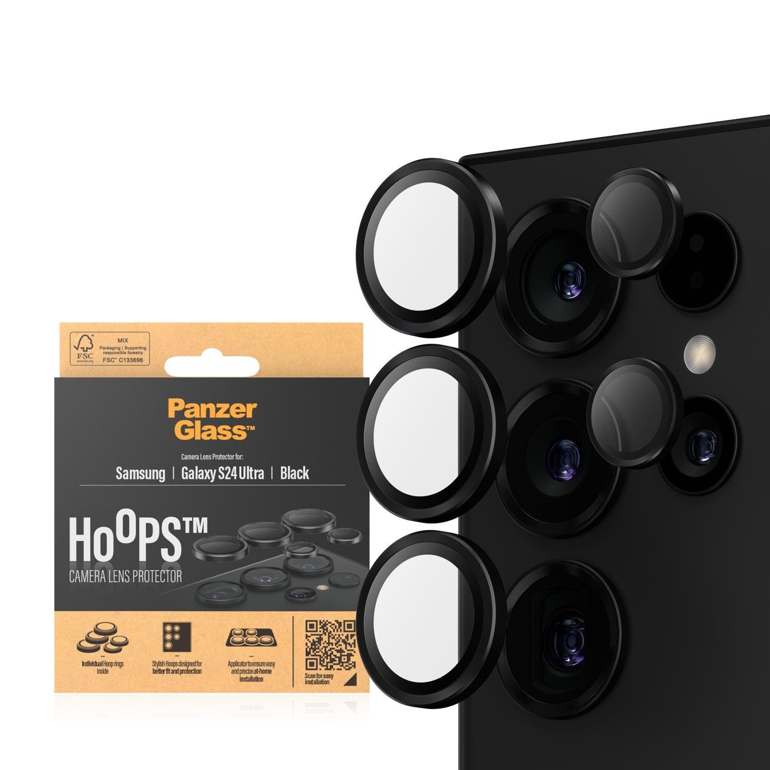 PanzerGlass Hoops Camera Lens Protector Samsung Galaxy S24 Ultra | Black
