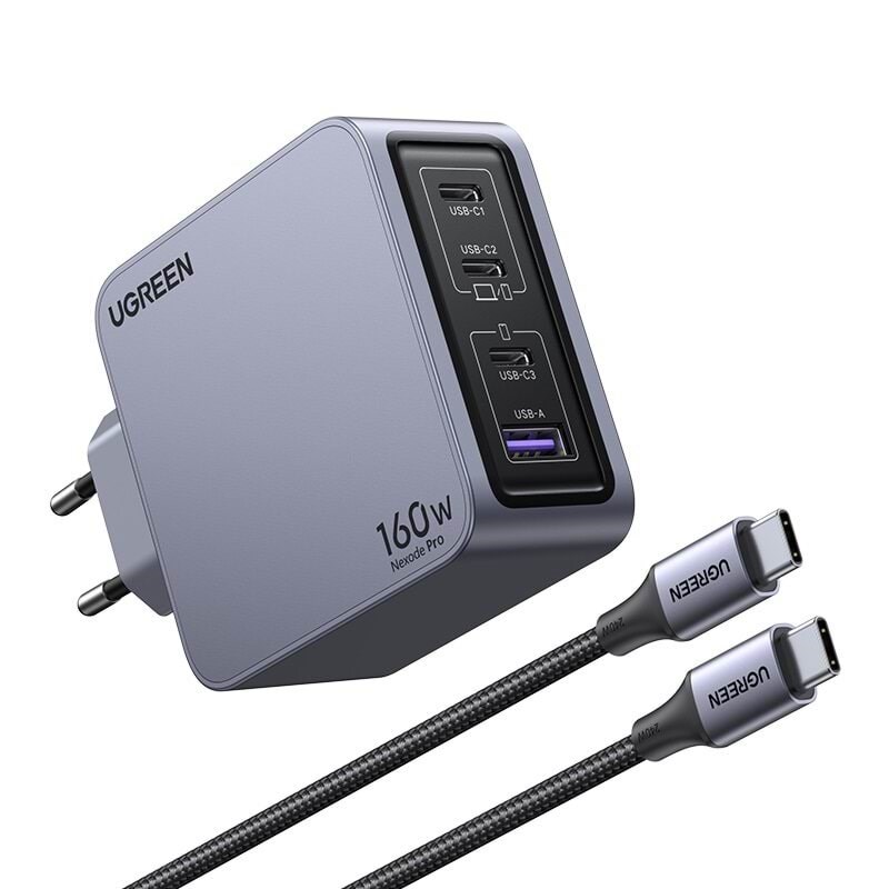 UGREEN Nexode Pro 160W 4-Port GaN Fast Charger with 240W USB-C Cable Mobil Oplader 25877