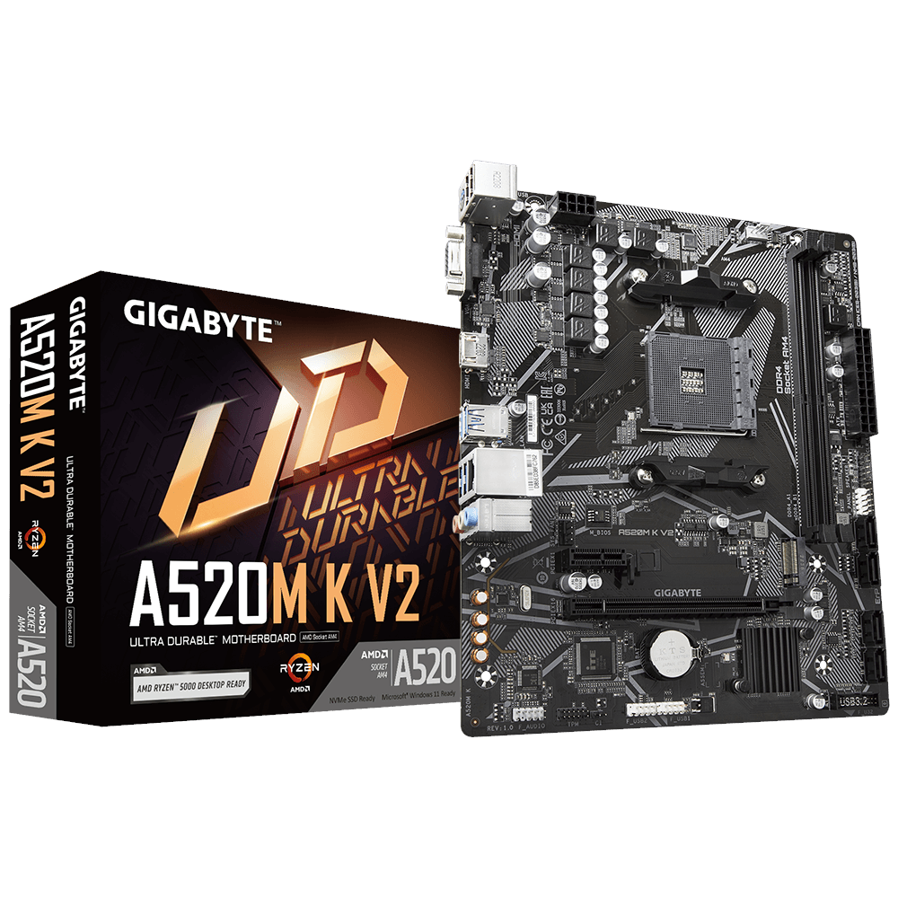 GIGABYTE A520M K V2 Bundkort - AMD A520 - AMD AM4 - DDR4 RAM - Micro-ATX Bundkort