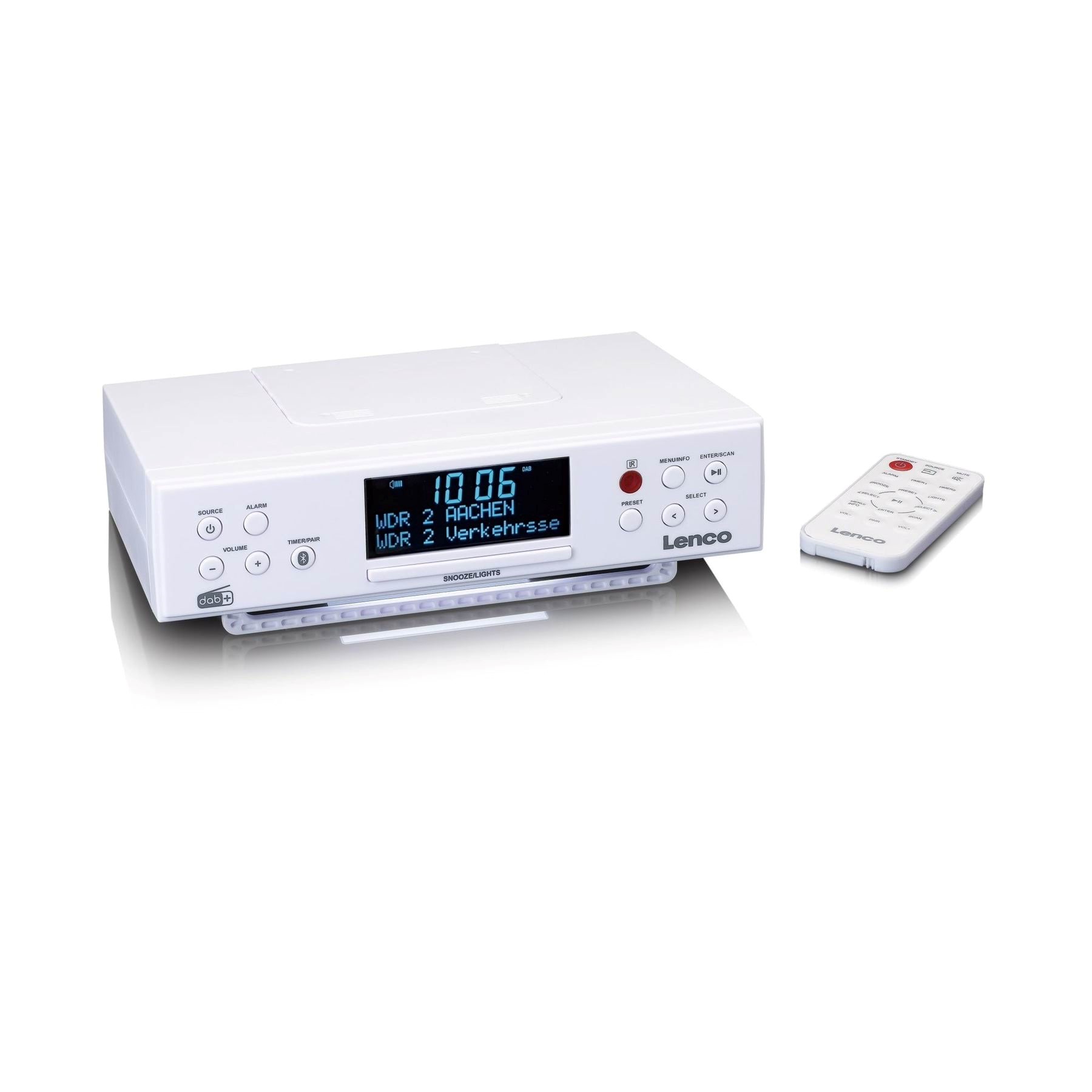 Lenco KCR-190WH - DAB+/FM Kitchen Radio with Bluetooth LED Lighting and Timer - DAB+ radio - Hvid
