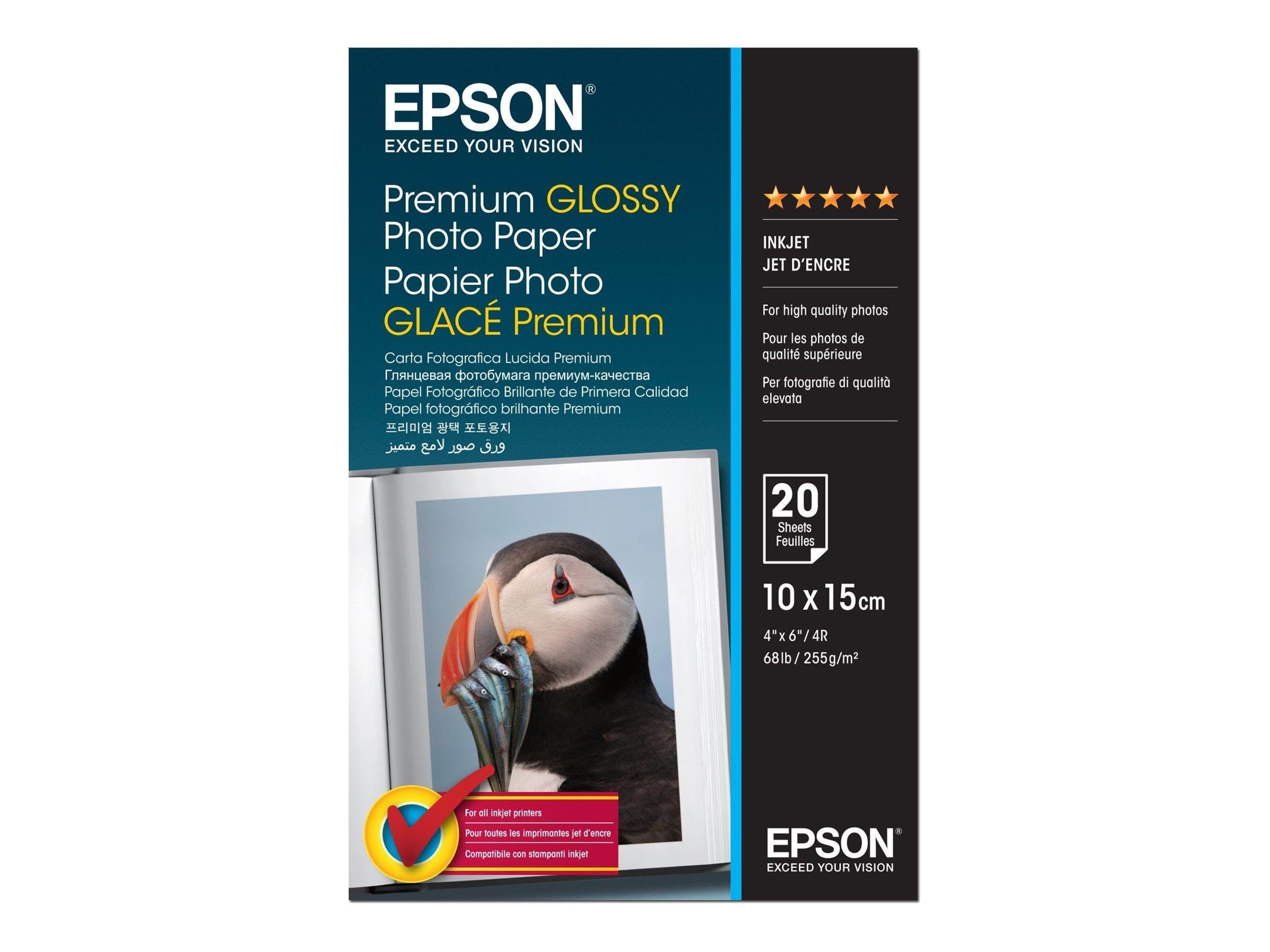 Epson Premium - photo paper - glossy - 20 sheet(s) - 100 x 150 mm - 255 g/m² Fotopapir C13S041706