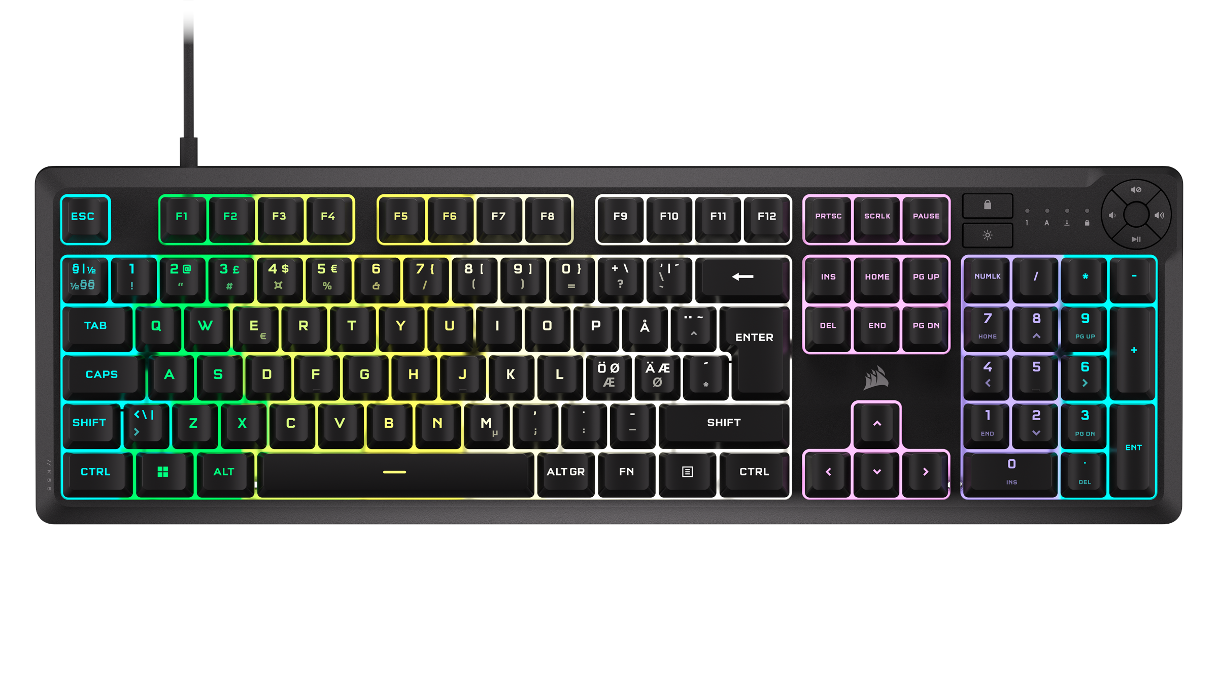 Corsair K55 CORE RGB - Gaming Tastatur - Nordisk - Sort Tastatur CH-9226C65-ND