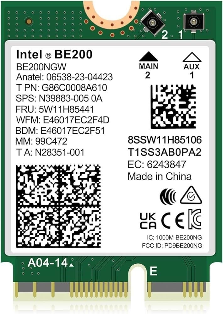 Intel BE200 Wi-Fi 7 2x2 + BT 5.4 / M.2 2230 / With vPro Netværksadapter BE200.NGWG / 99C462