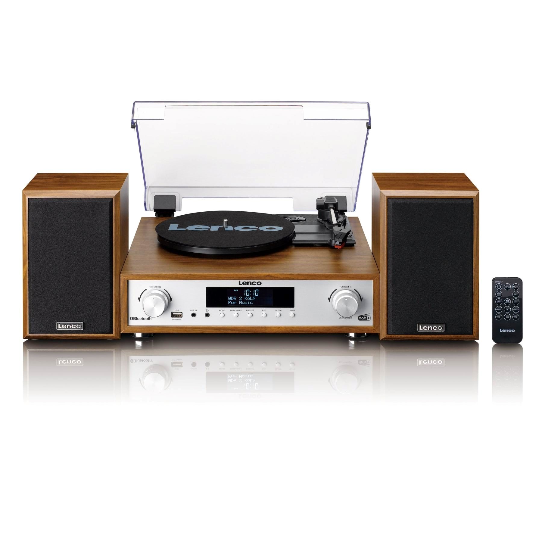 Lenco MC-160WD - HiFi Stereo system with Record Player DAB+/FM radio and Bluetooth - Wood - Pladespiller