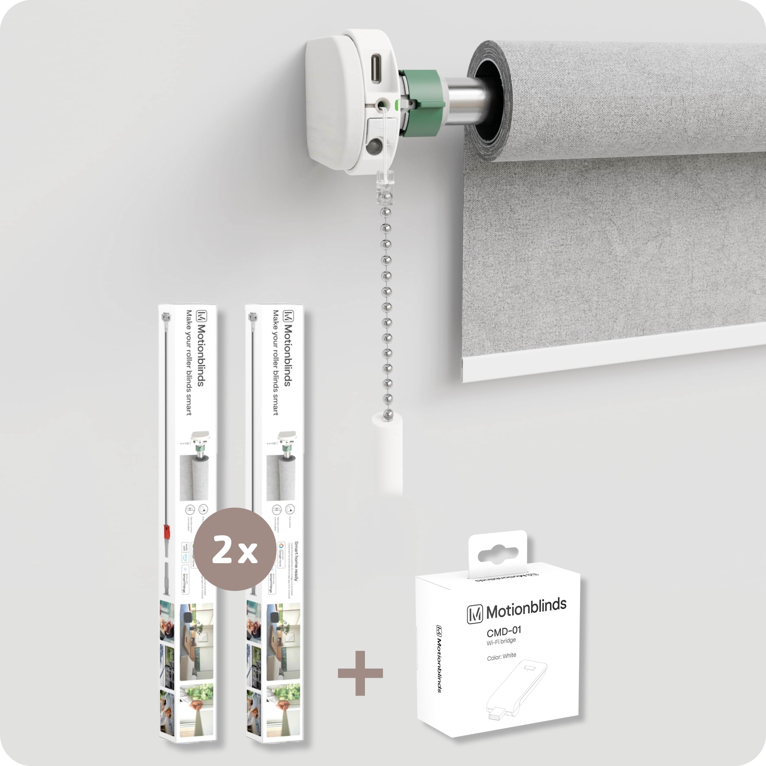 MotionBlinds Upgrade Kit for Roller Blinds 2-pack + bridge Smart Home MB-B003