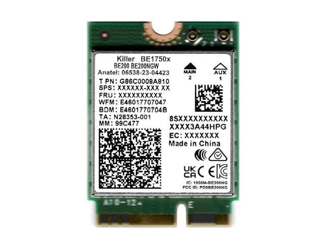 Intel Killer BE1750 Wi-Fi 7 2x2 + BT 5.4 / Without vPro Netværksadapter BE200.NGWG.NVX / 99C477