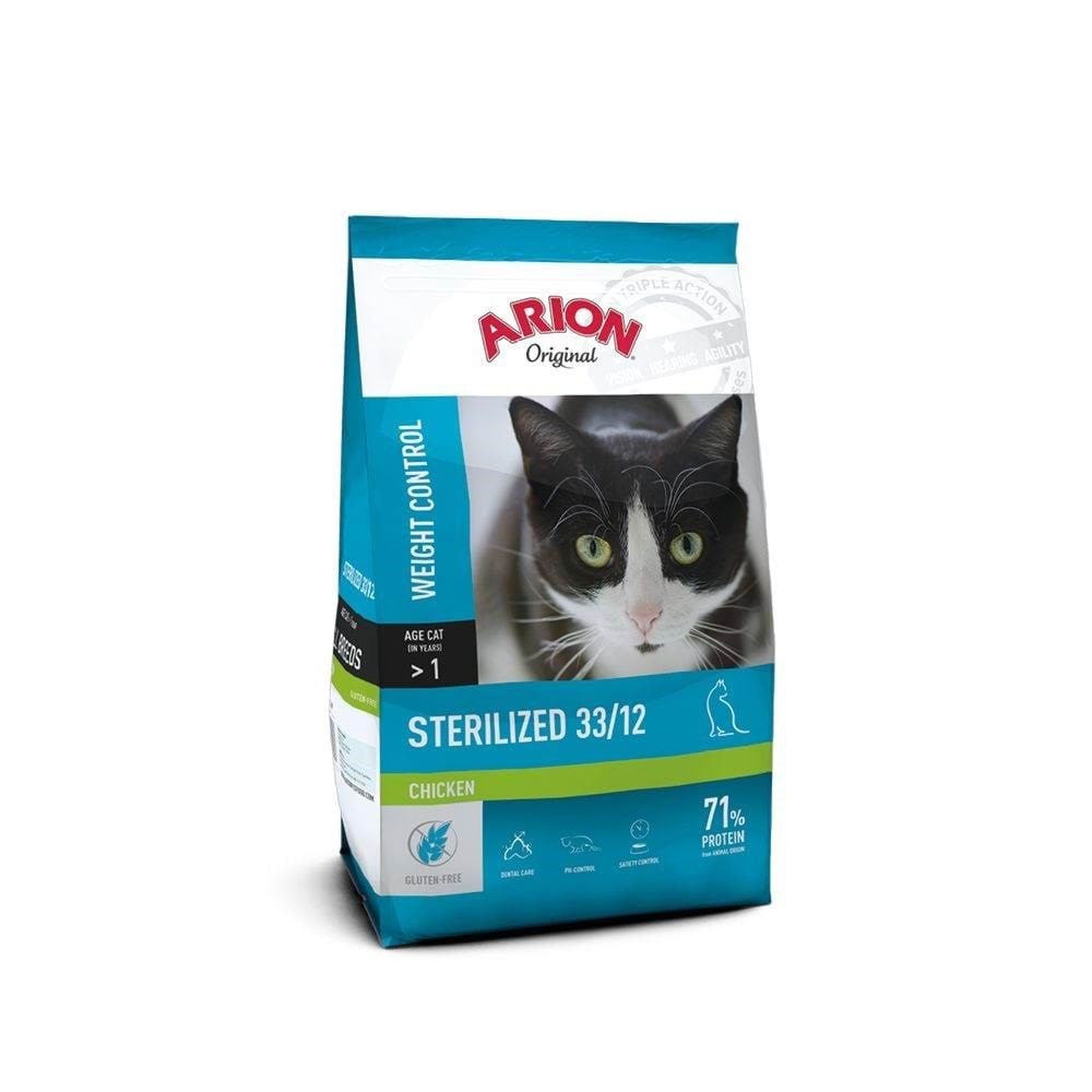 ARION Original Sterilized 33/12 Chicken Dry Cat Food 7.5kg Katteudstyr 105865