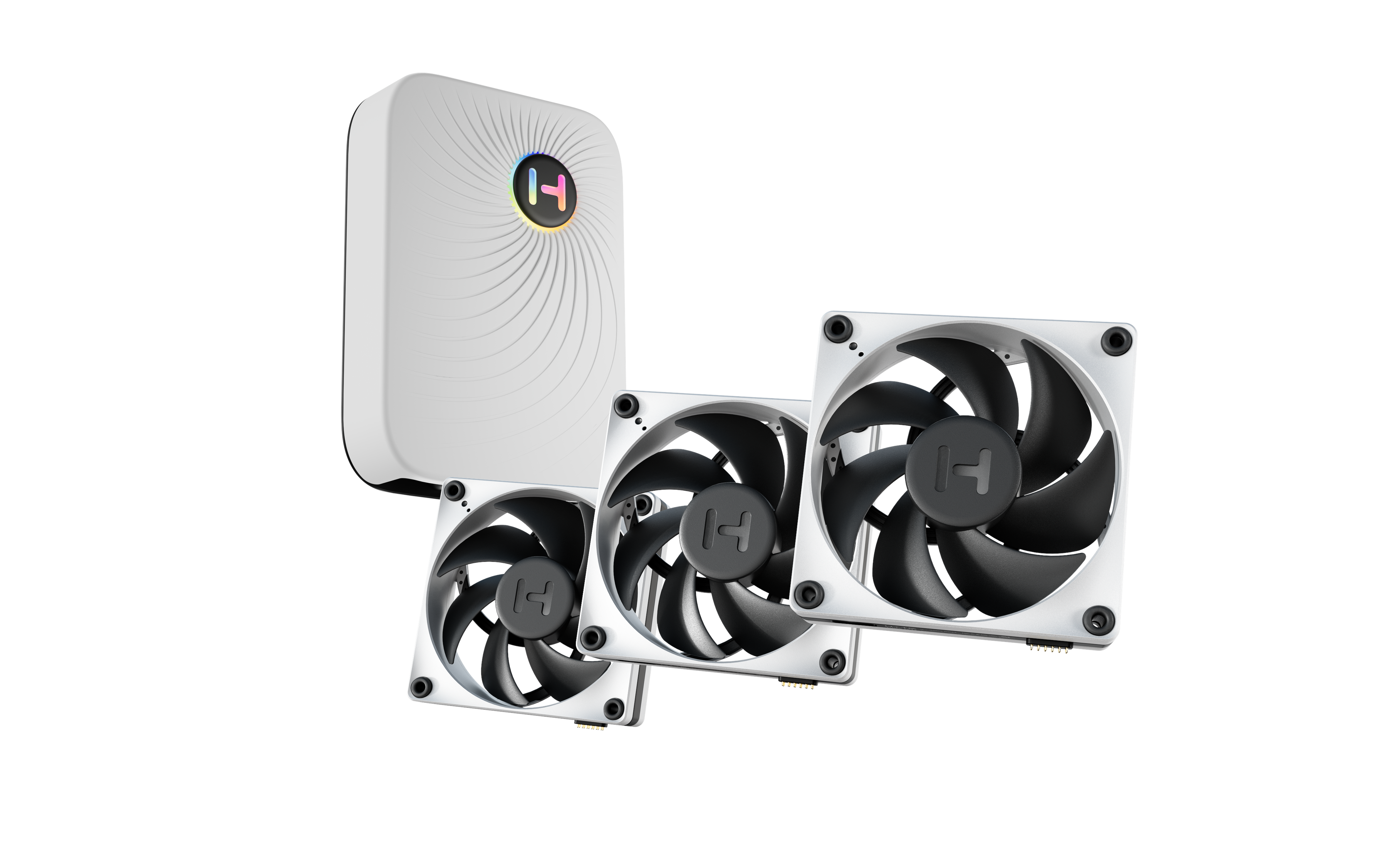 HYTE THICC FP12 Fan 3 Pack - Kabinet køler - 120mm - Hvid med sorte vinger - 47 dBA Kabinetkøler FAN-HYTE-FP12-BW-3NP