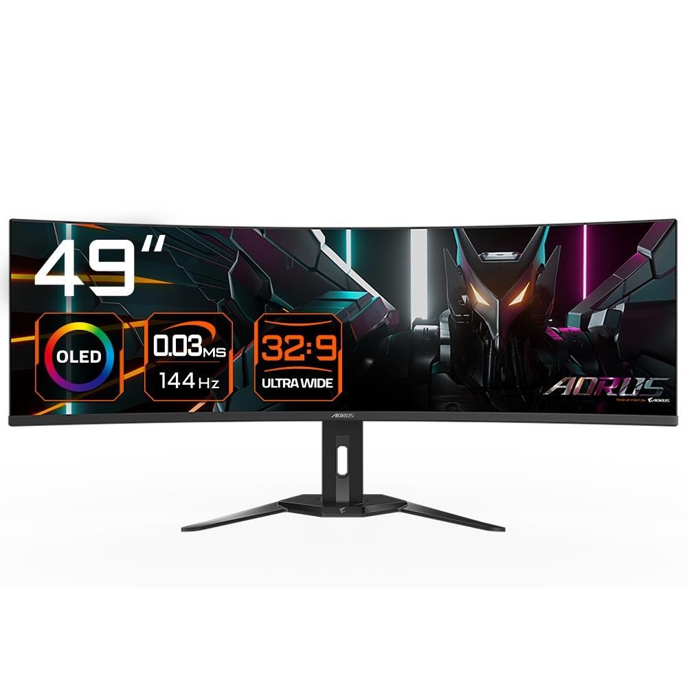 49" GIGABYTE AORUS CO49DQ - 5120x1440 - 144Hz - OLED - 18W USB-C Computerskærm Black