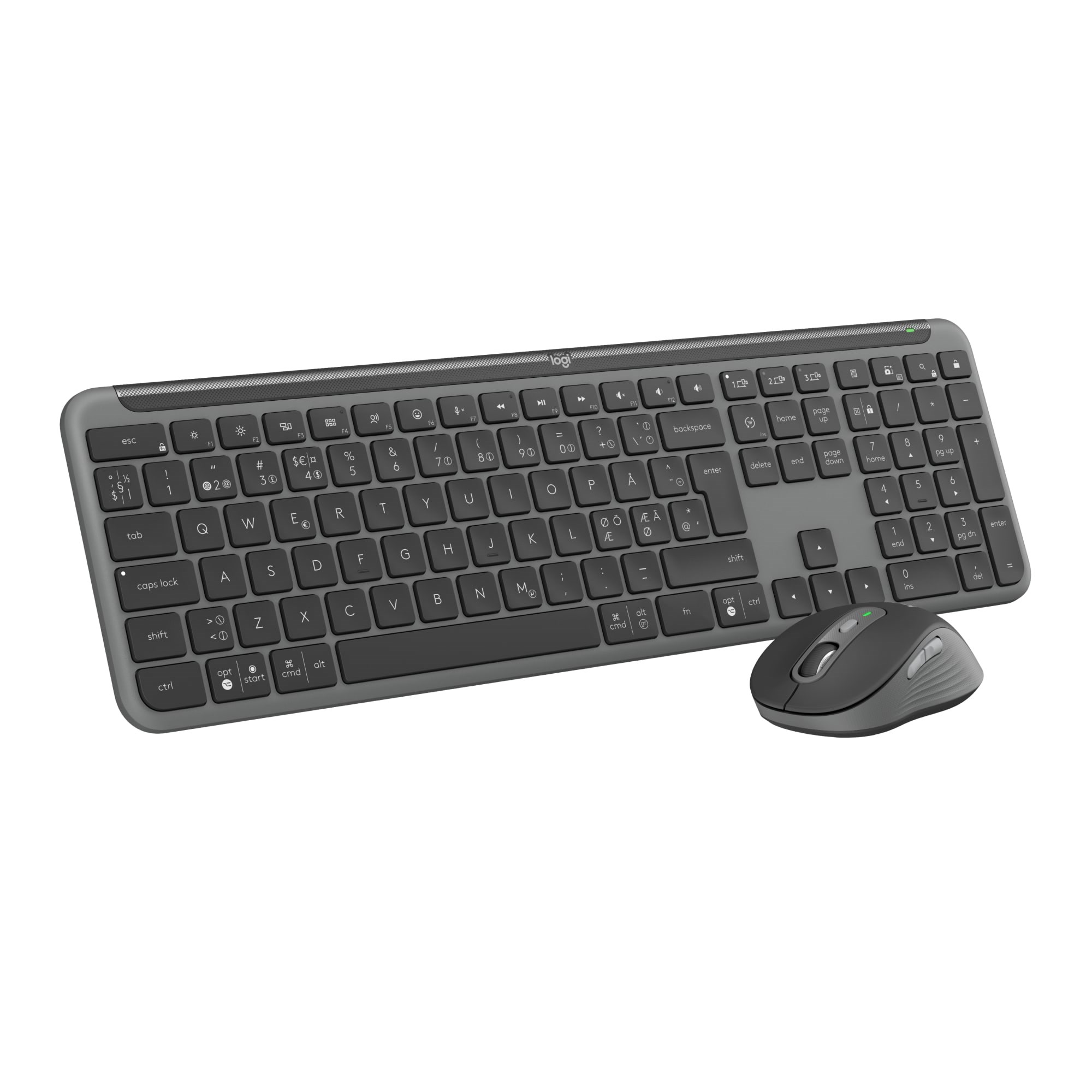 Logitech Signature Slim Combo MK950 - Graphite - Tastatur & Mus sæt - Nordisk - Grå