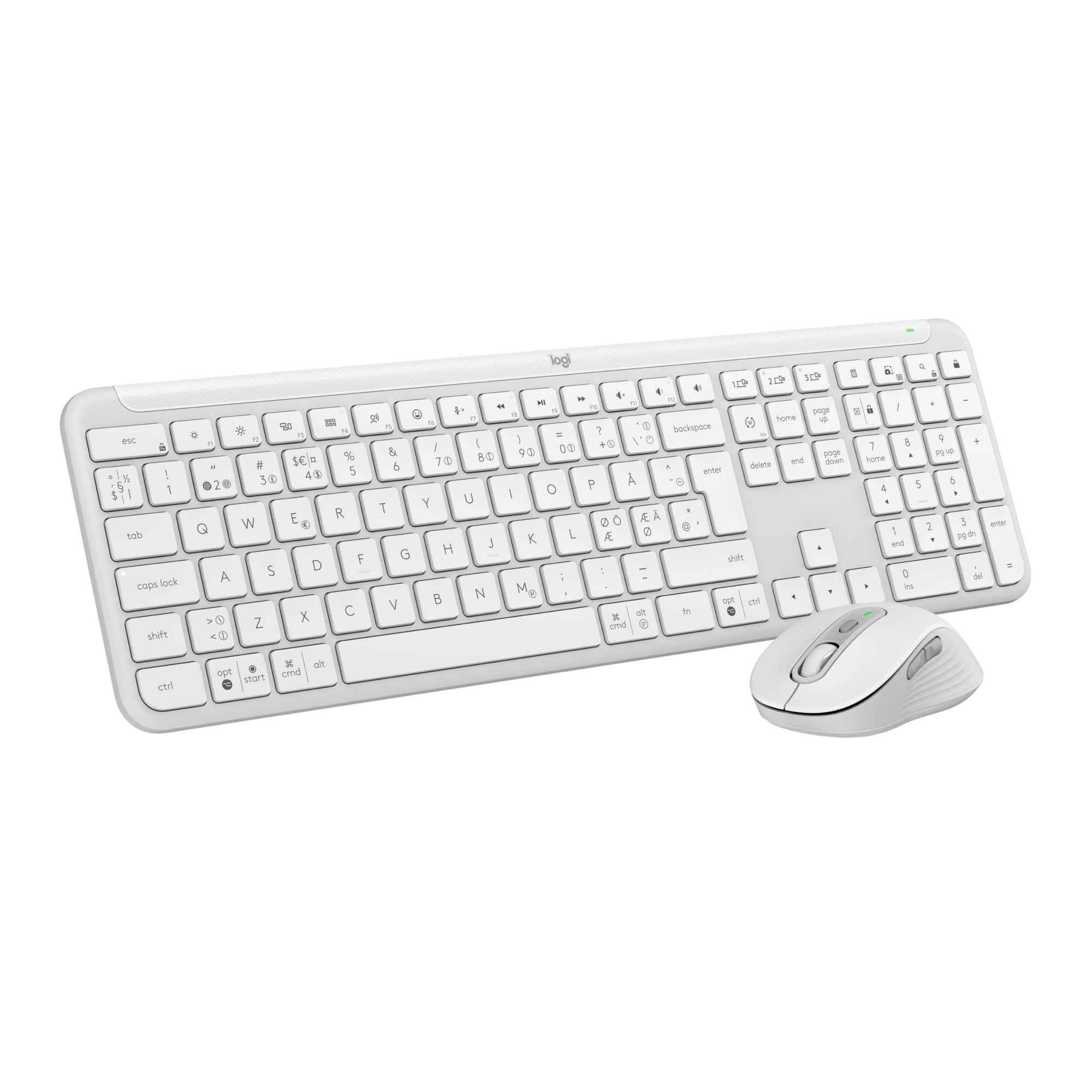 Logitech Signature Slim Combo MK950 - Off-White - Tastatur & Mus sæt - Nordisk - Hvid Tastatur 920-012489