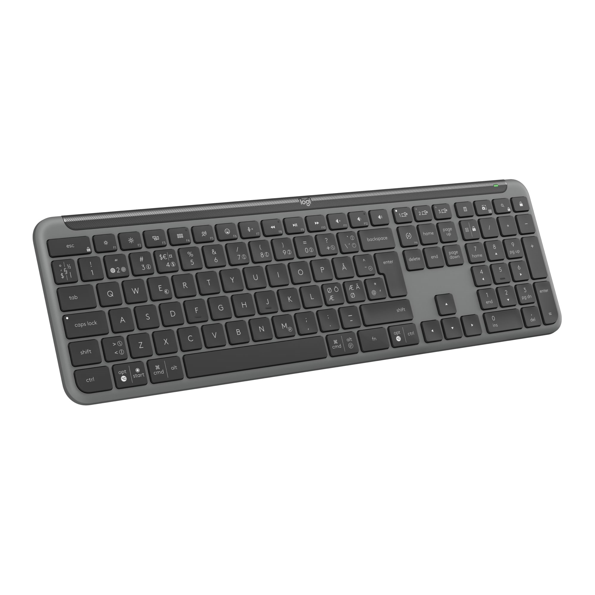 Logitech Signature Slim K950 - Graphite - Tastatur - Nordisk - Grå Tastatur 920-012459