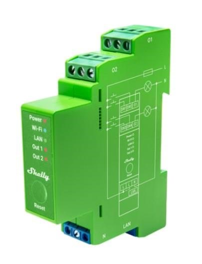 Shelly Pro Dimmer 2PM - WiFi tavlelysdæmper, 2x200W Smart Home Shelly_Pro_Dimmer_2PM