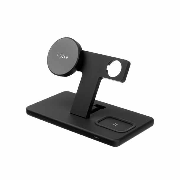 FIXED 3i1 30W Trådløs Mag Ladestation Sort Mobil Oplader FIXMPOS-BK