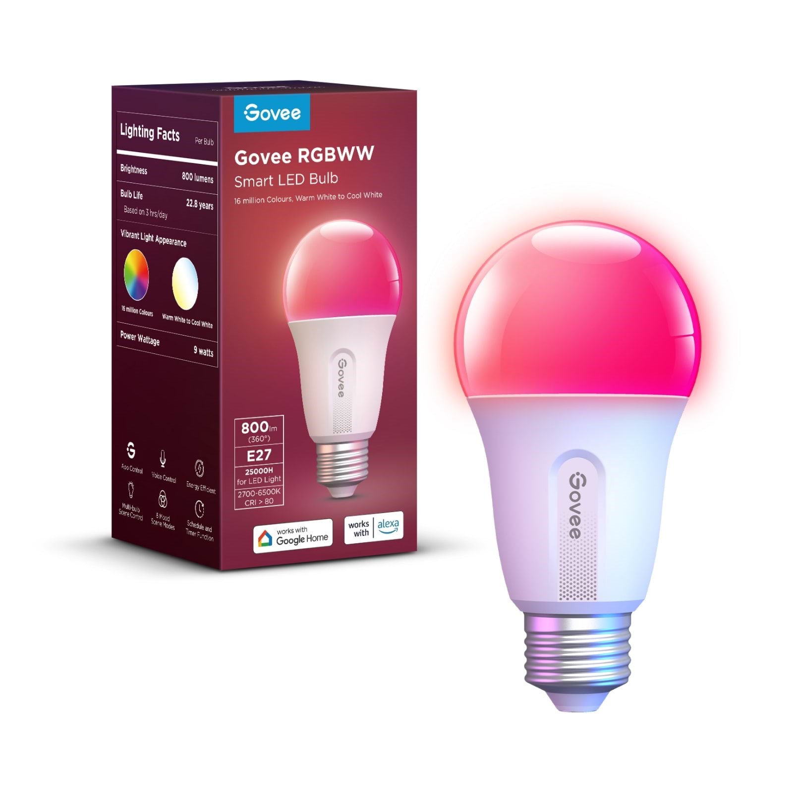Govee Smart Wifi&BLE Light Bulb 800lm Smart Home H6004CC1