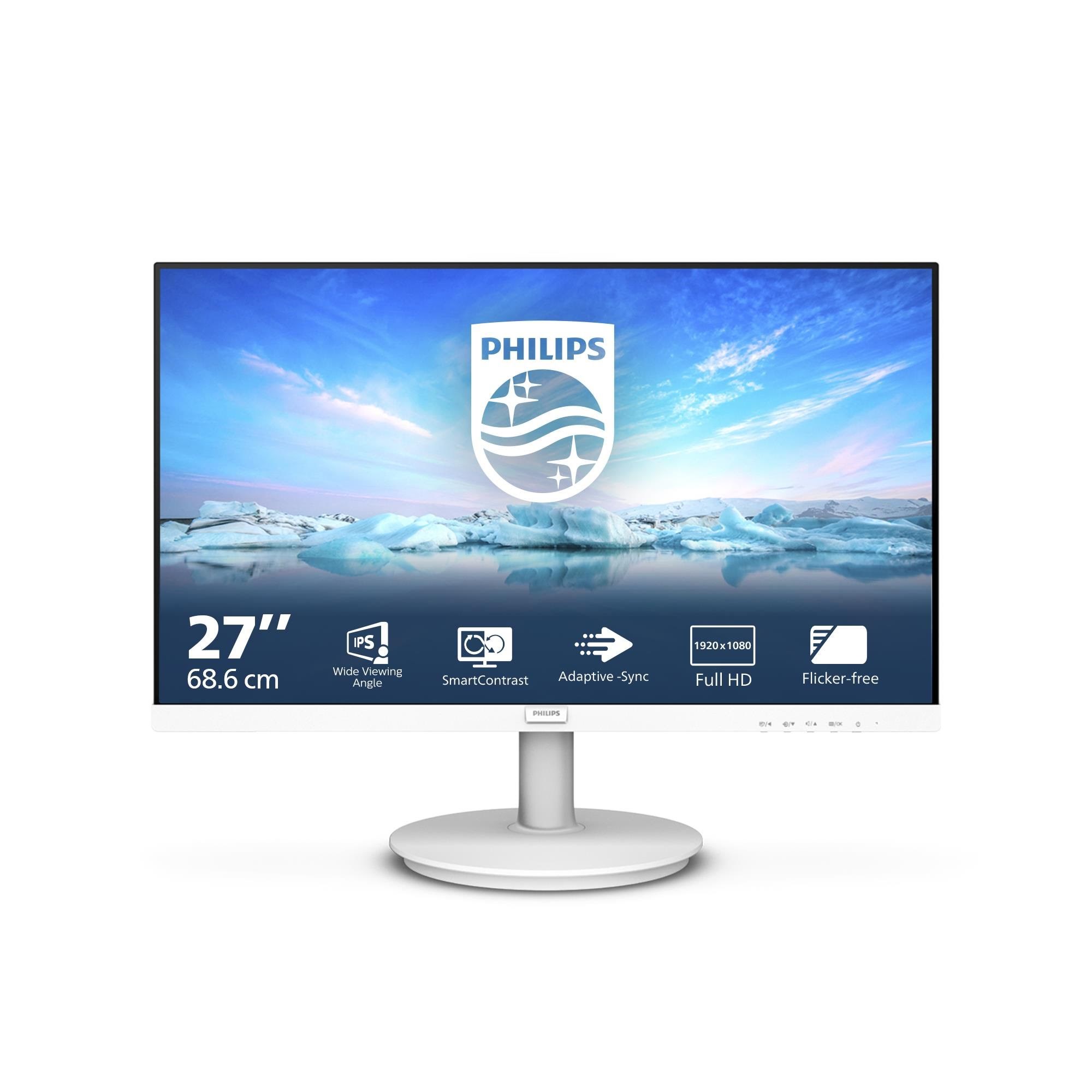 27" Philips V-line 271V8AW - 1920x1080 (FHD) - 75Hz - IPS Computerskærm White 271V8AW/00