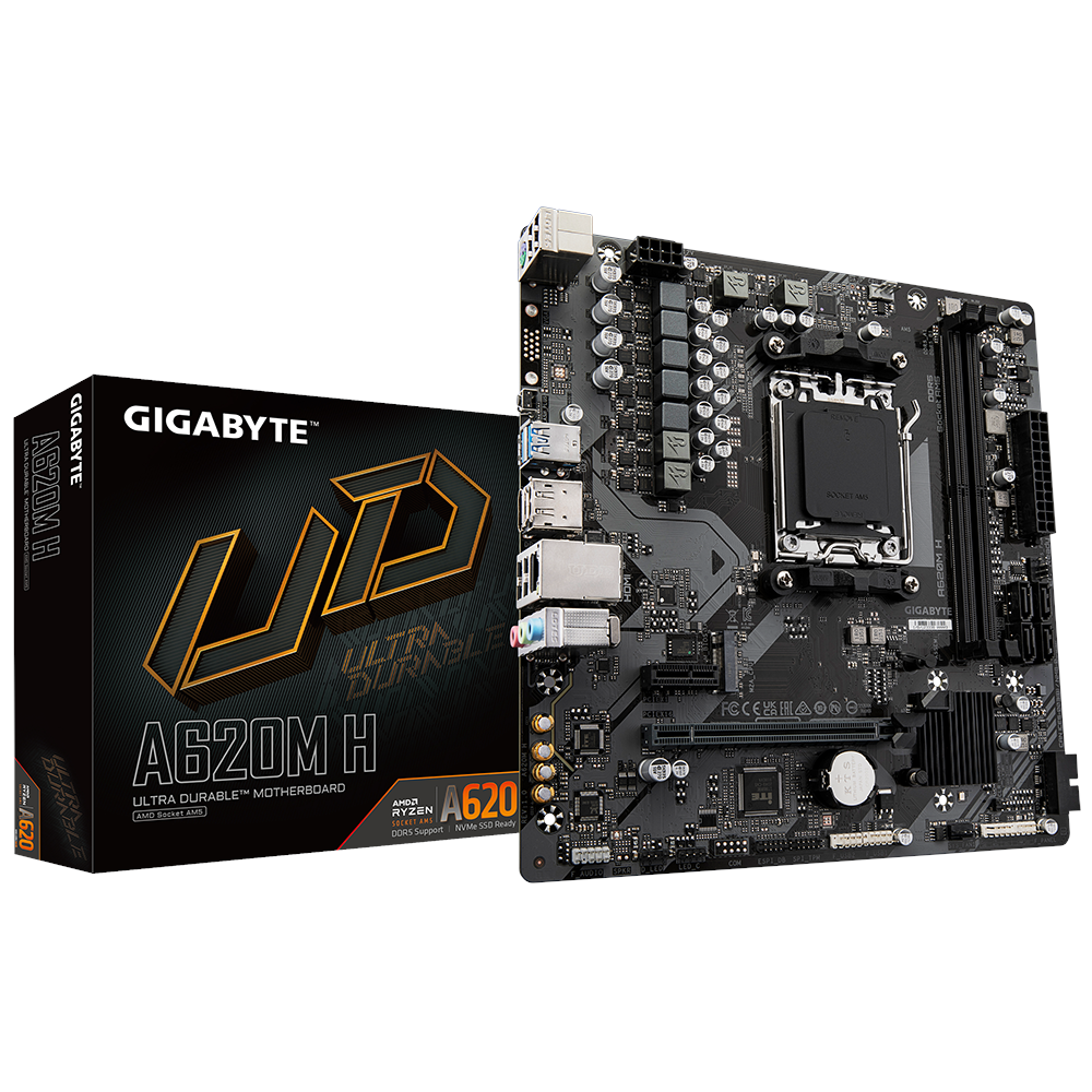 GIGABYTE A620M H Bundkort - AMD A620 - AMD AM5 - DDR5 RAM - Micro-ATX Bundkort