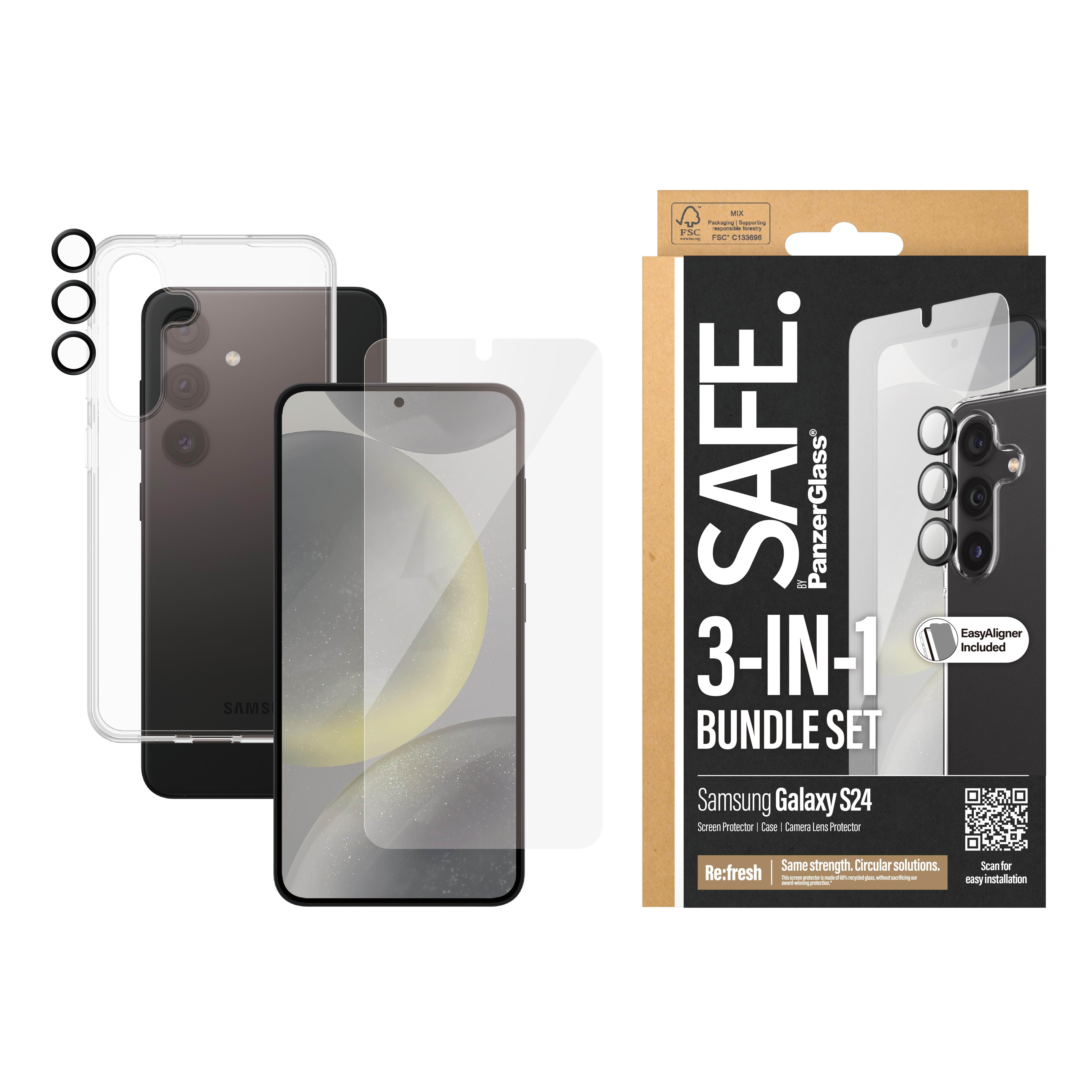 SAFE by PanzerGlass 3-in-1 Pack Samsung Galaxy S24 Beskyttelsesglas BSAFE95672