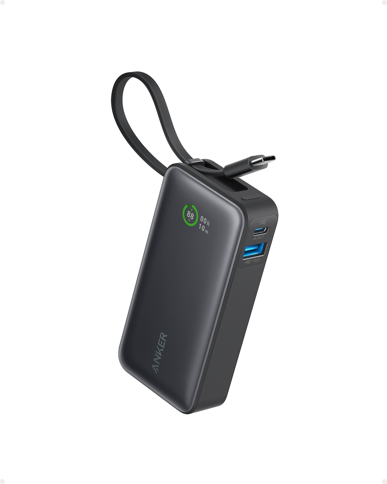 Anker 545 Nano 10K (30W Built-in USB-C cable) - 10000 mAh Powerbank Sort A1259G11