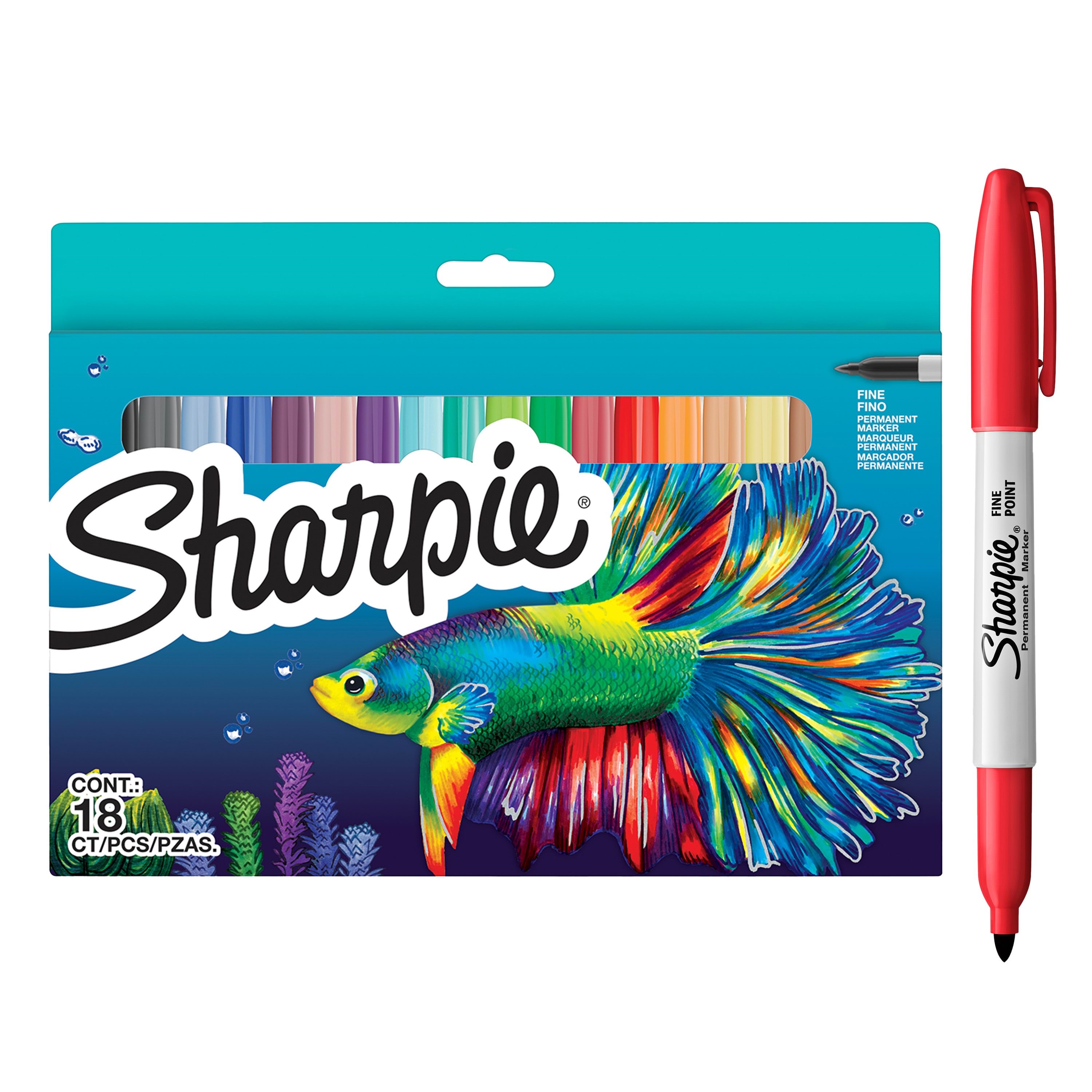 Sharpie permanent markersæt | Farvesortiment i Limited Edition | Fin spids | 18 stk markerpenne | Skolestartssæt Tegneværktøj 2201230