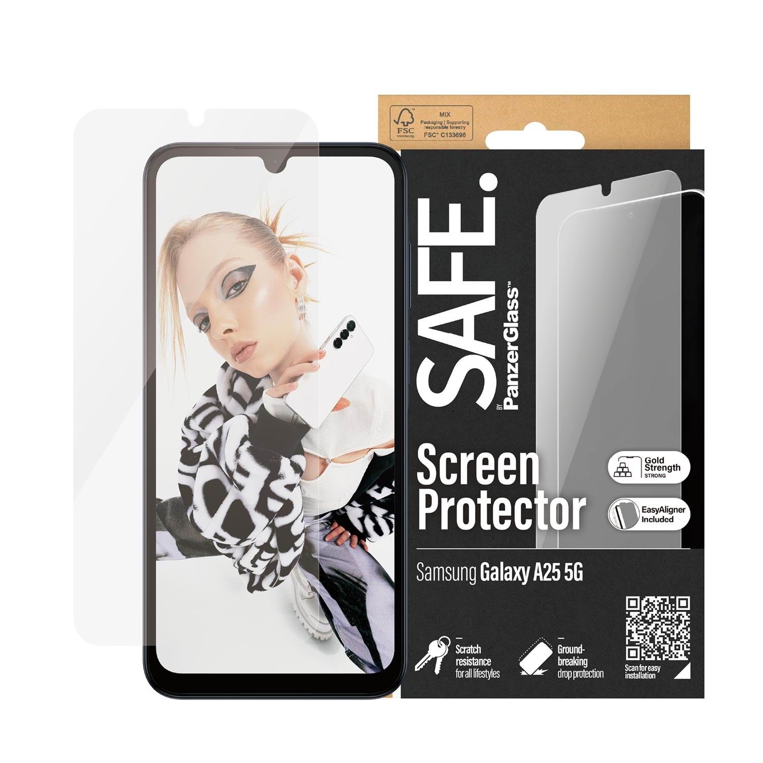 SAFE by PanzerGlass Screen Protector Samsung Galaxy A25 5G | Ultra-Wide Fit w. EasyAligner