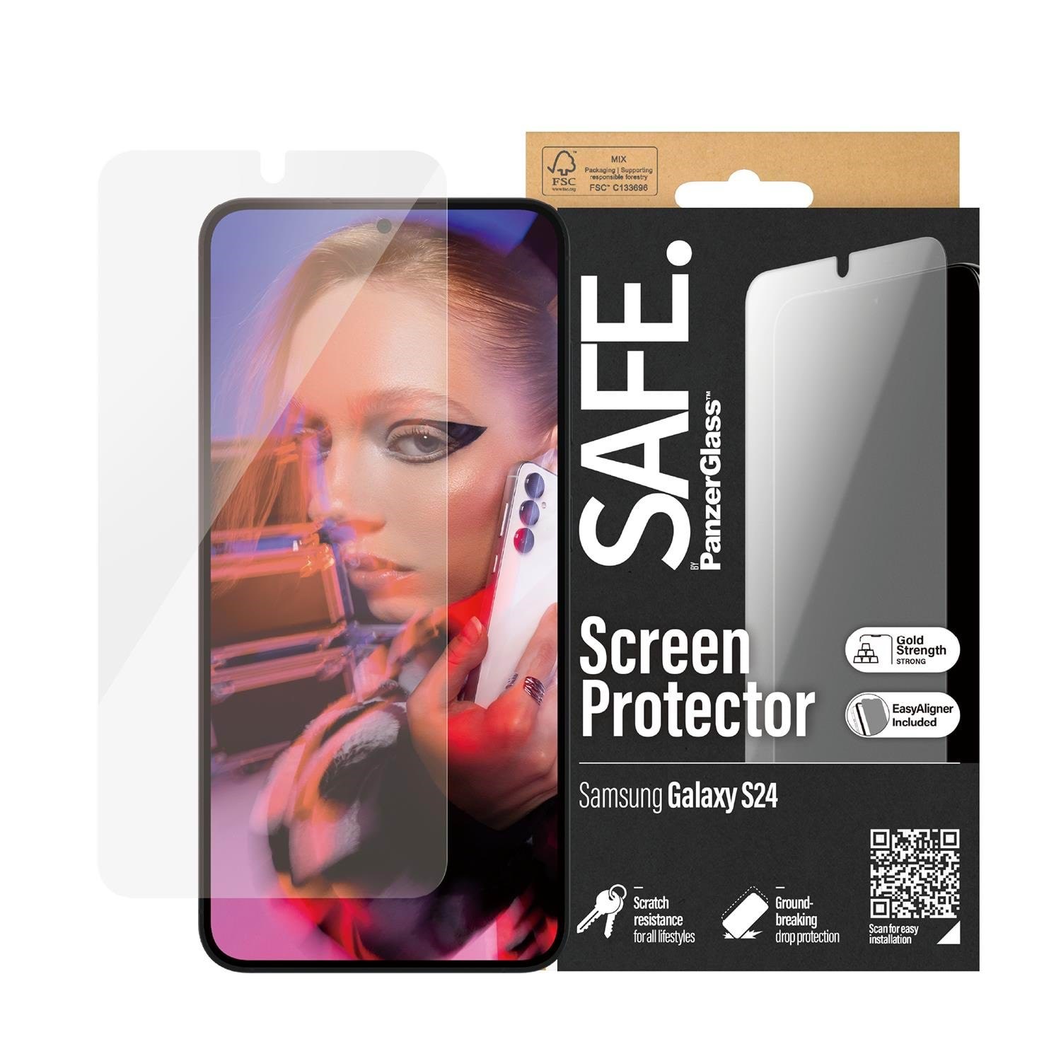 SAFE by PanzerGlass Screen Protector Samsung Galaxy S24 | Ultra-Wide Fit w. EasyAligner Beskyttelsesglas SAFE95666