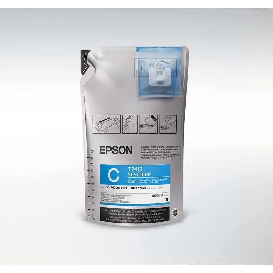 Epson Ink UltraChrome DS T741200 1L Cyan Printerpatron Og Toner C13T741200-01