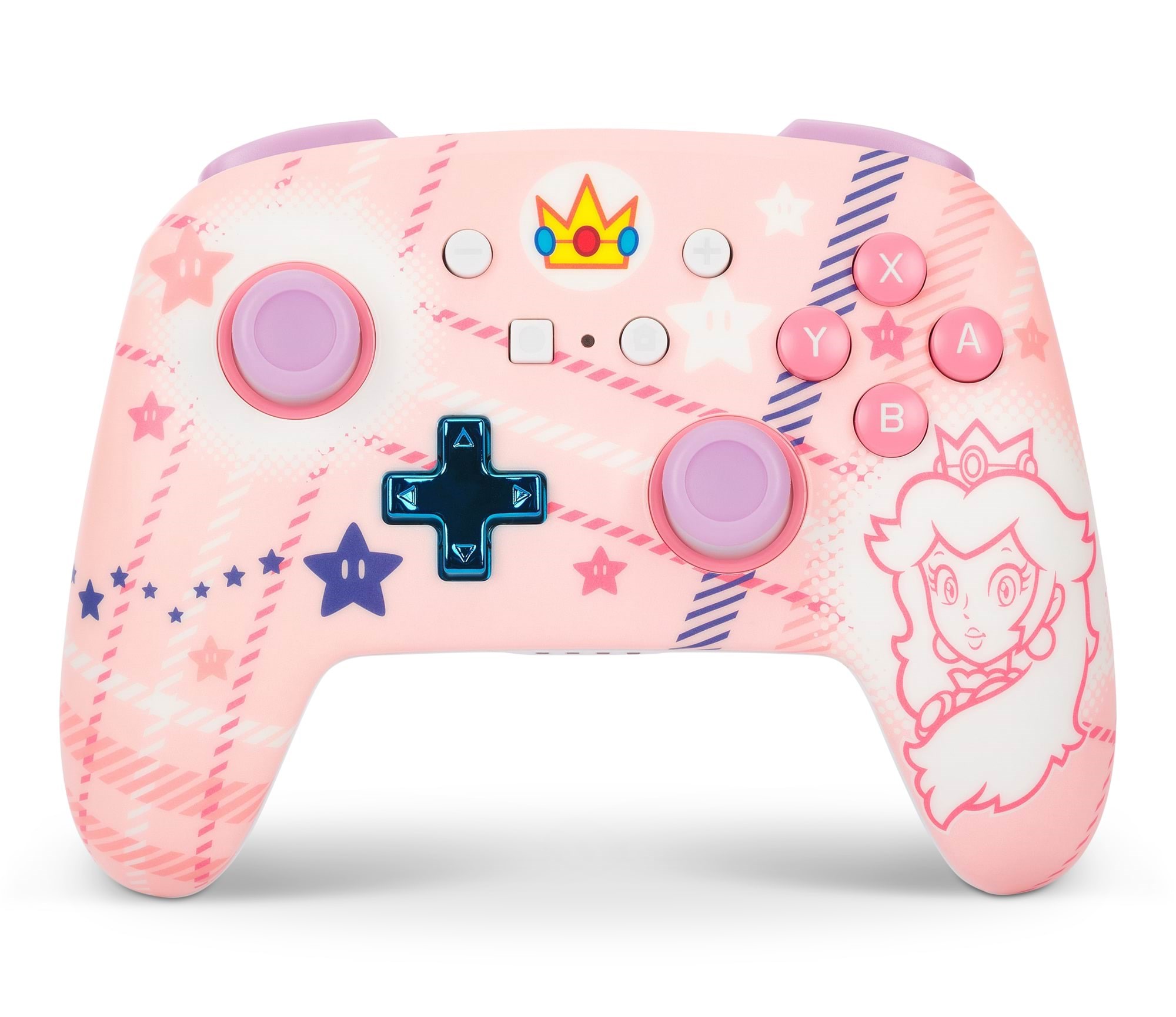 PowerA Enhanced Trådløs Controller til Nintendo Switch - Princess Peach Plaid - Wireless Controller - Nintendo Switch Spil Tilbehør NSGP0255-01