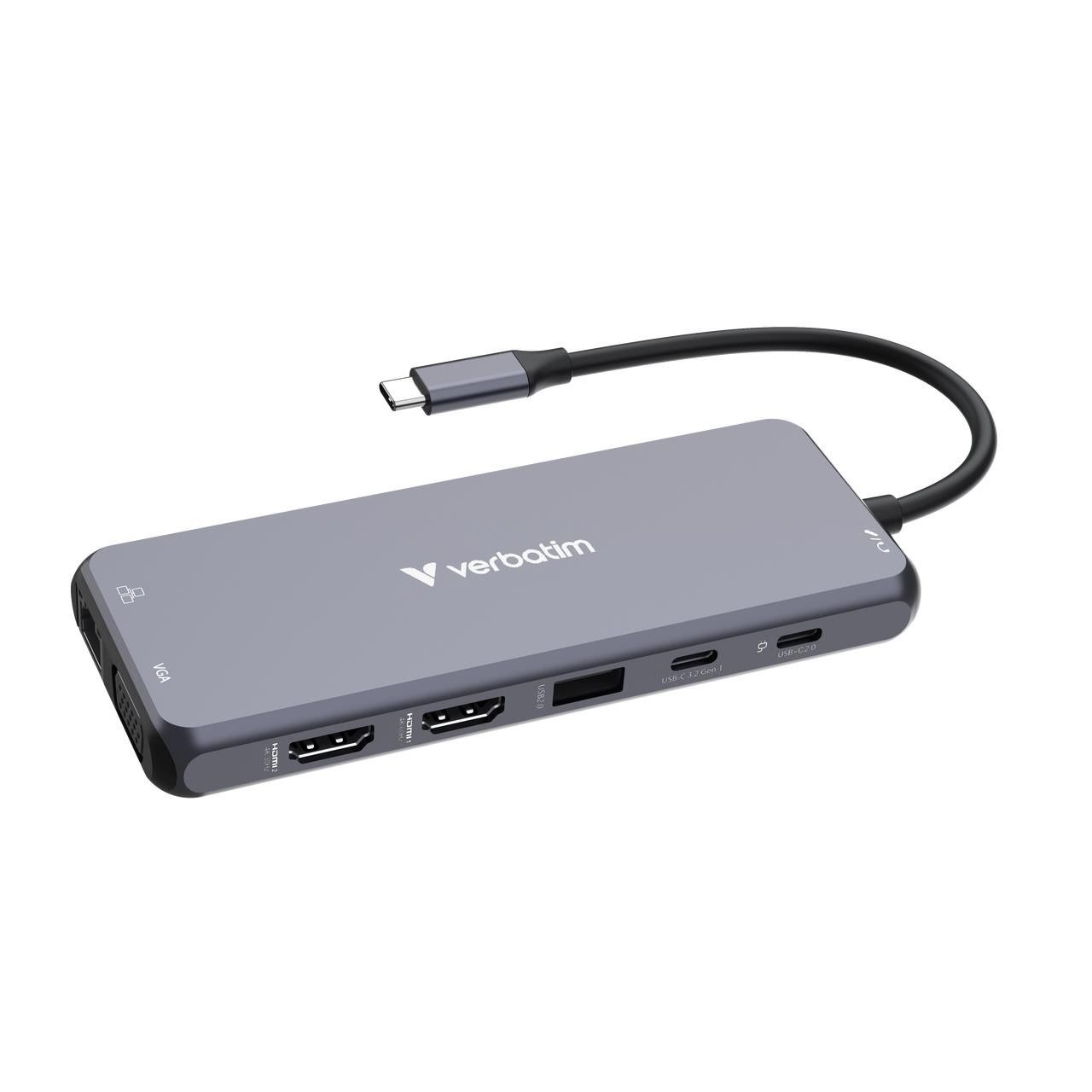 Verbatim CMH-14 14-Port USB-C Pro Multiport Hub USB hub - USB 3.1 - 14 ports - Grå